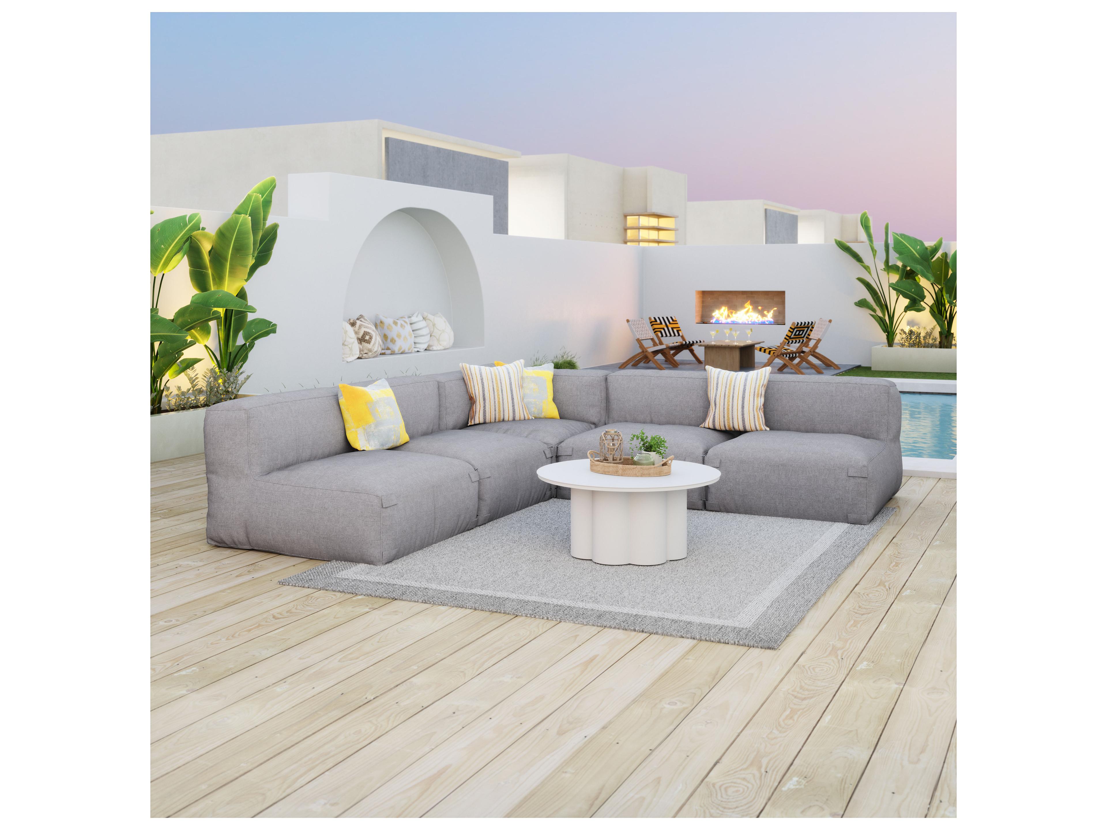 Zuo Outdoor Luanda Gray Fabric Middle Chair