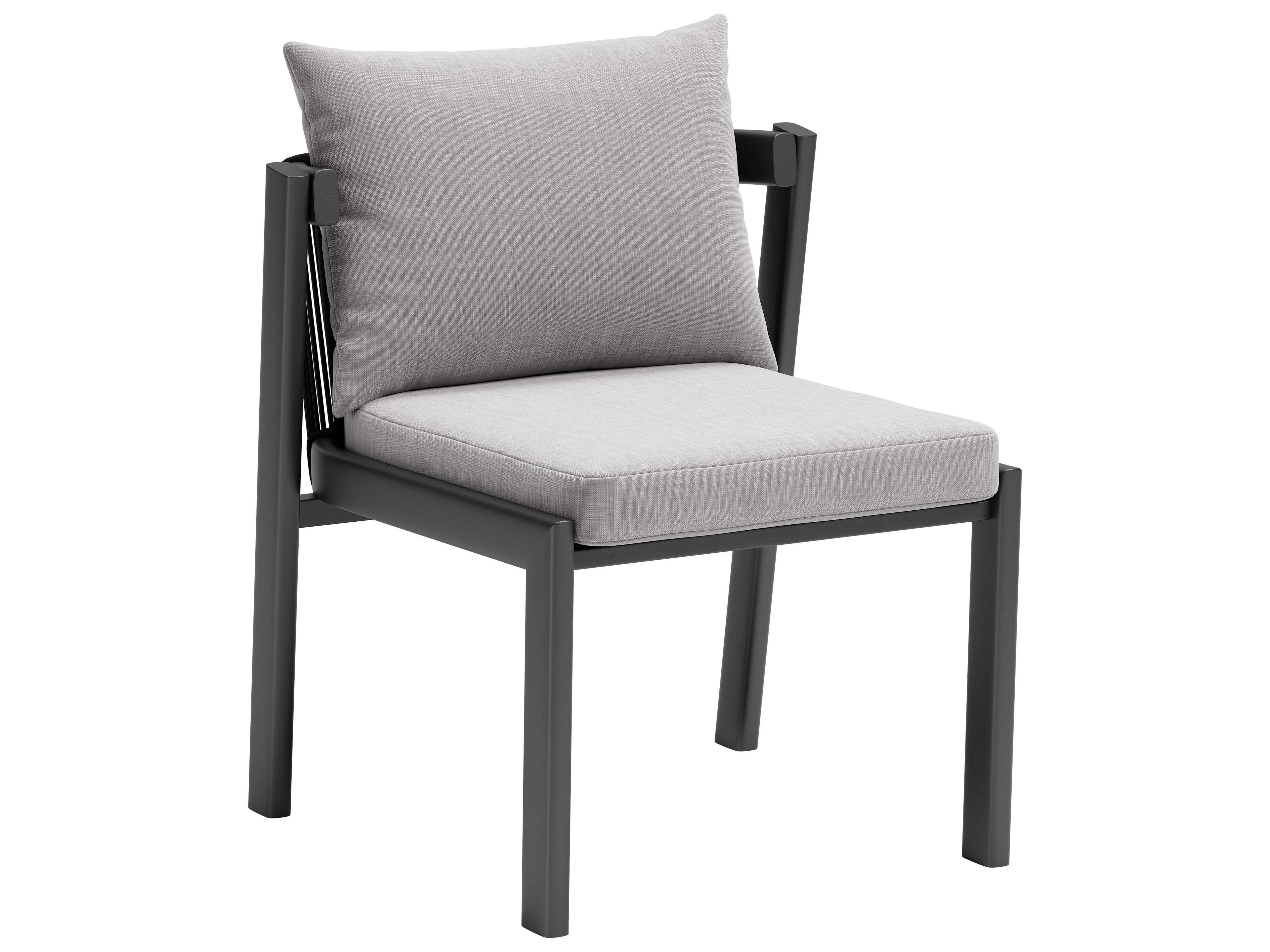Horizon Gray Aluminum Cushion Dining Chair, Set of 2