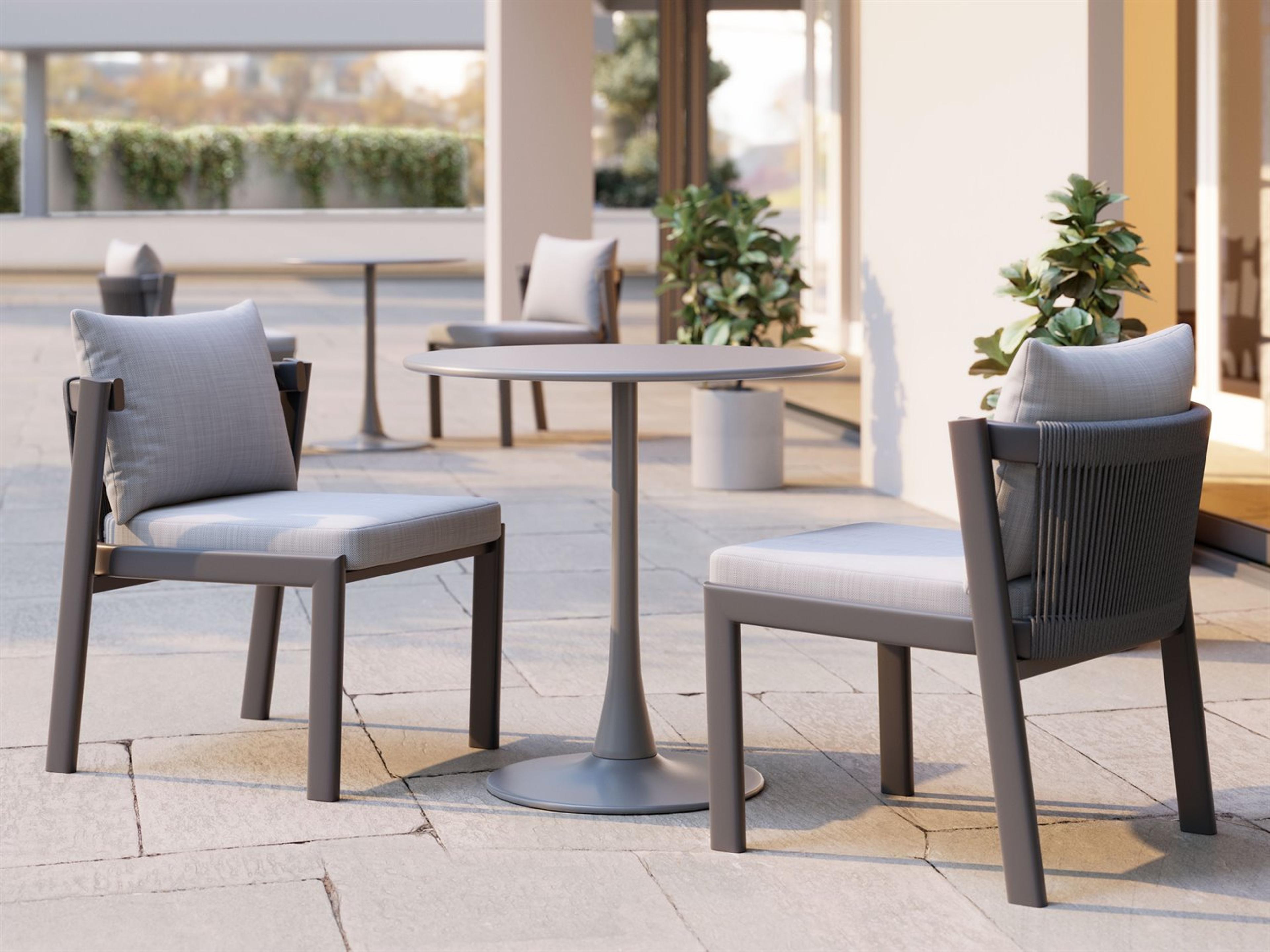 Zuo Outdoor Horizon Gray Aluminum Cushion Dining Chair, Set of 2