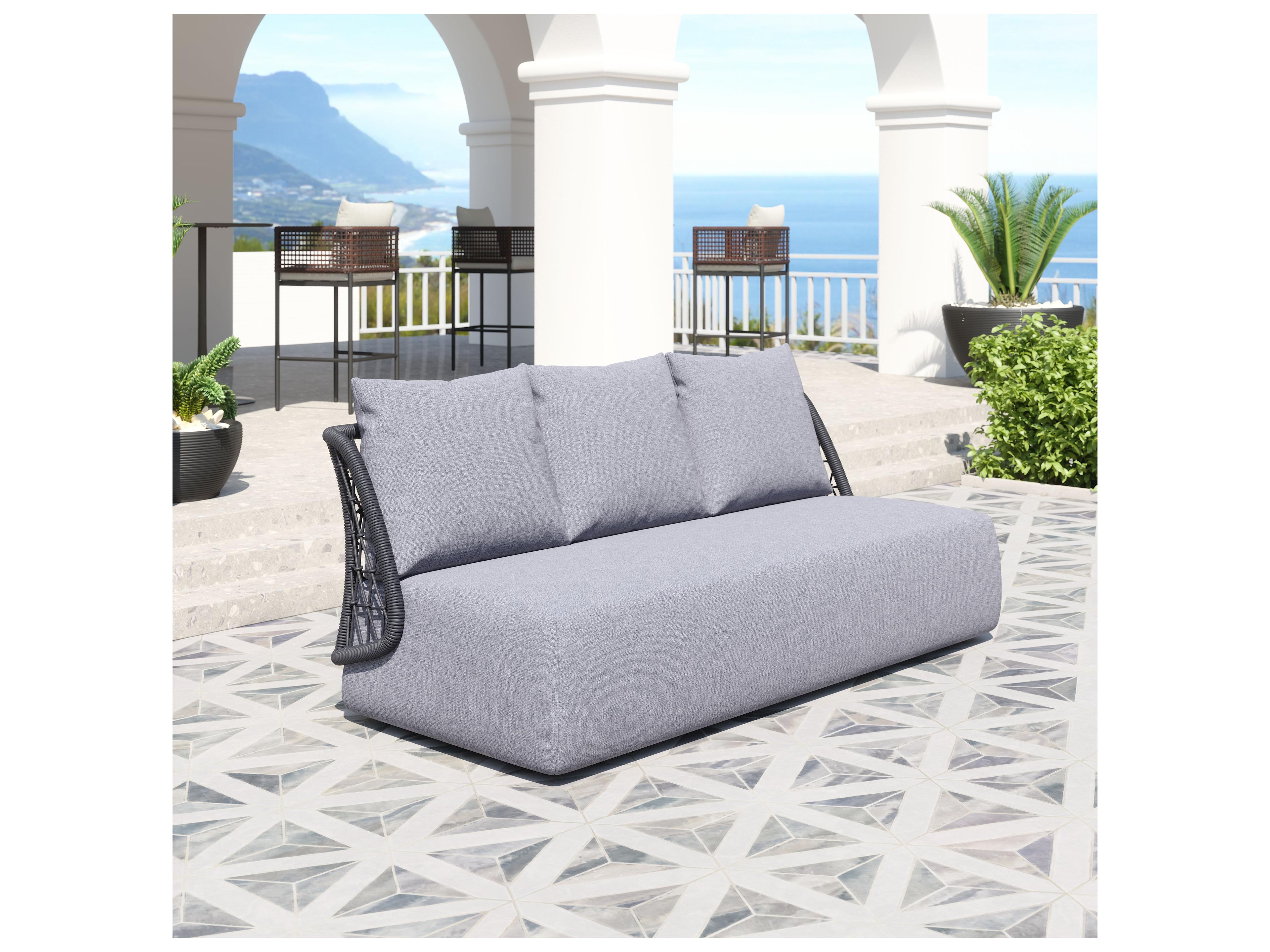 Zuo Outdoor Mekan Gray Aluminum Cushion Sofa