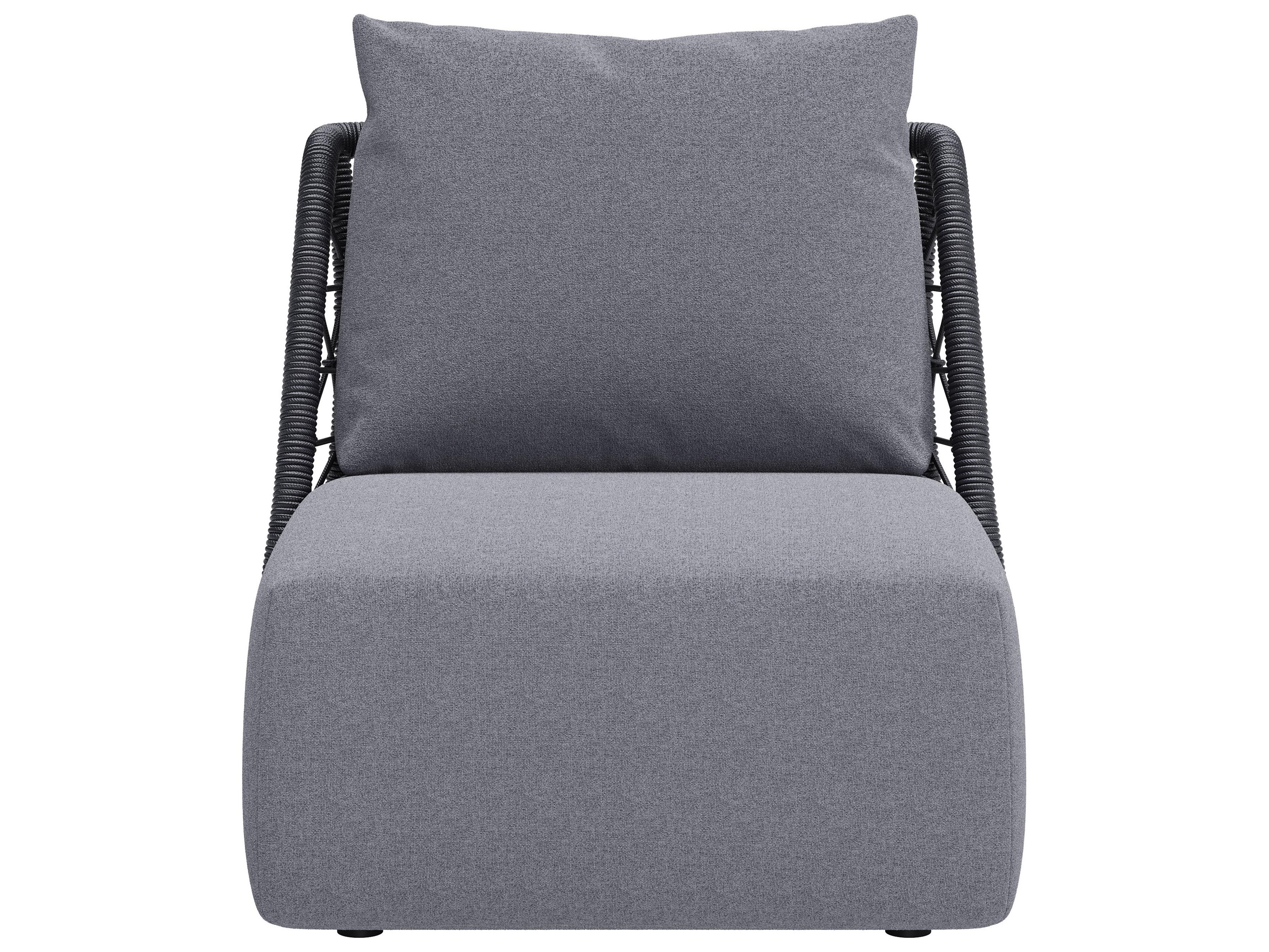 Zuo Outdoor Mekan Gray Fabric Cushion Lounge Chair