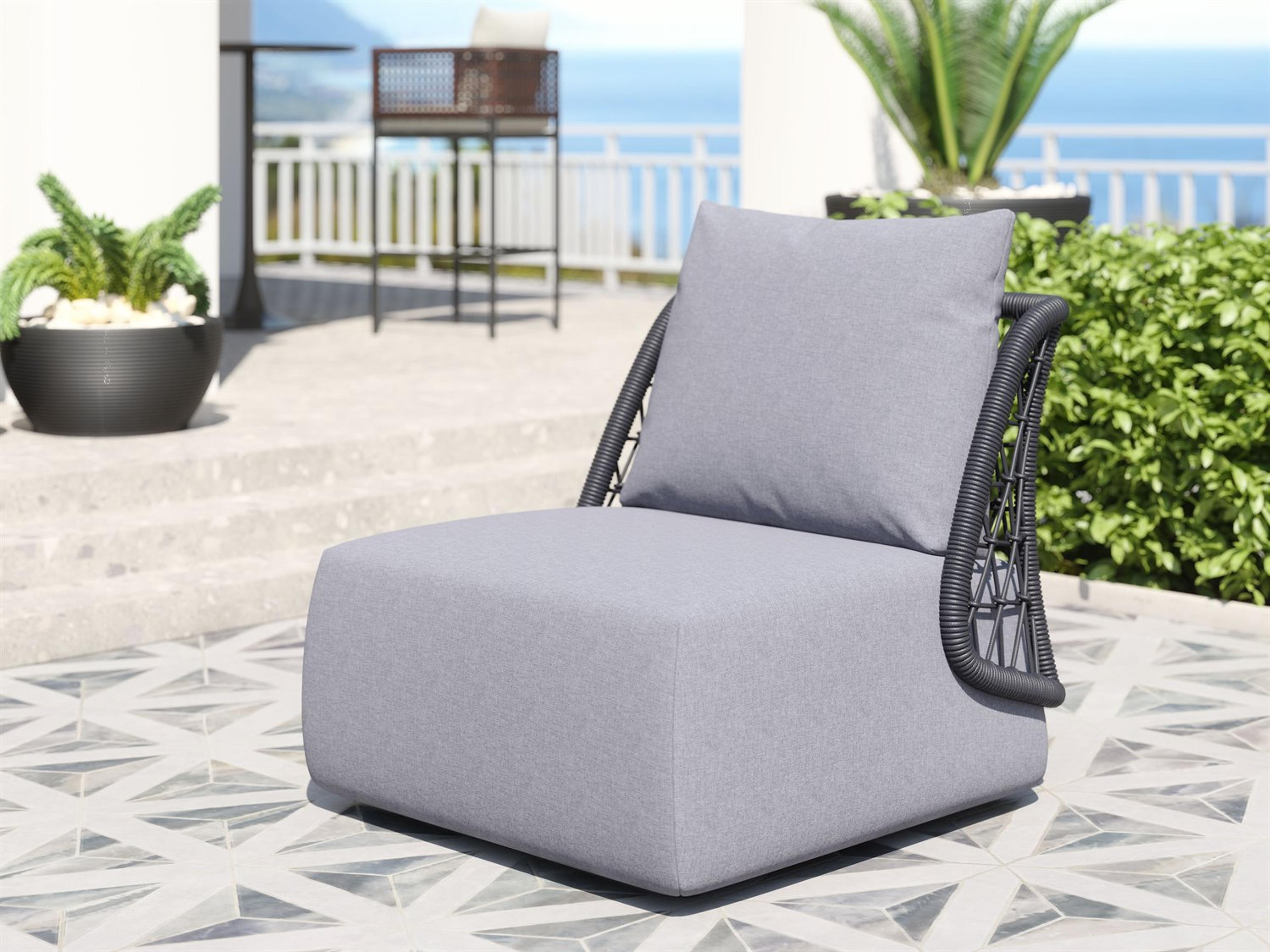 Zuo Outdoor Mekan Gray Fabric Cushion Lounge Chair