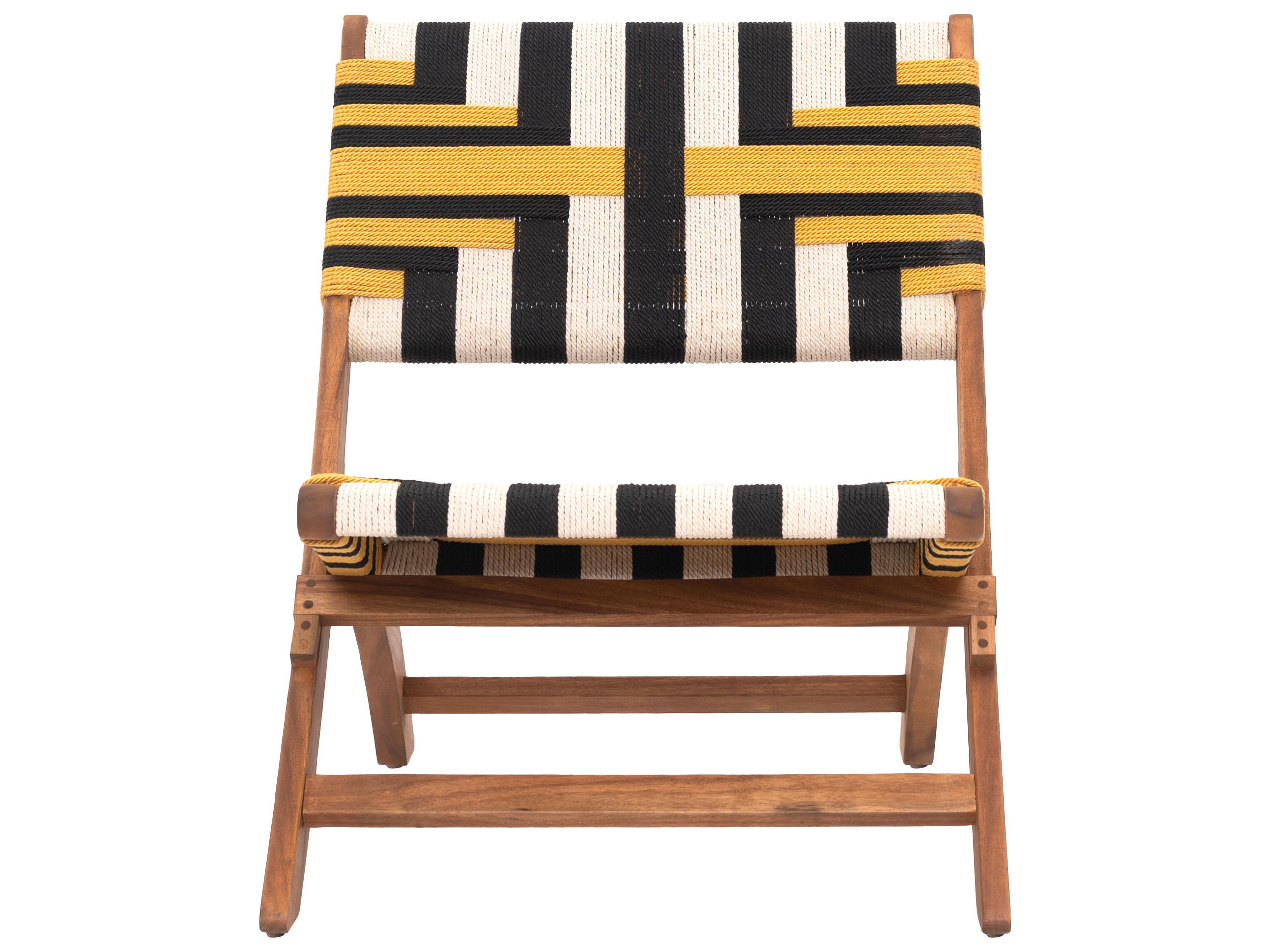 Zuo Outdoor Sunbeam Multicolor Wood Wicker Lounge Chair