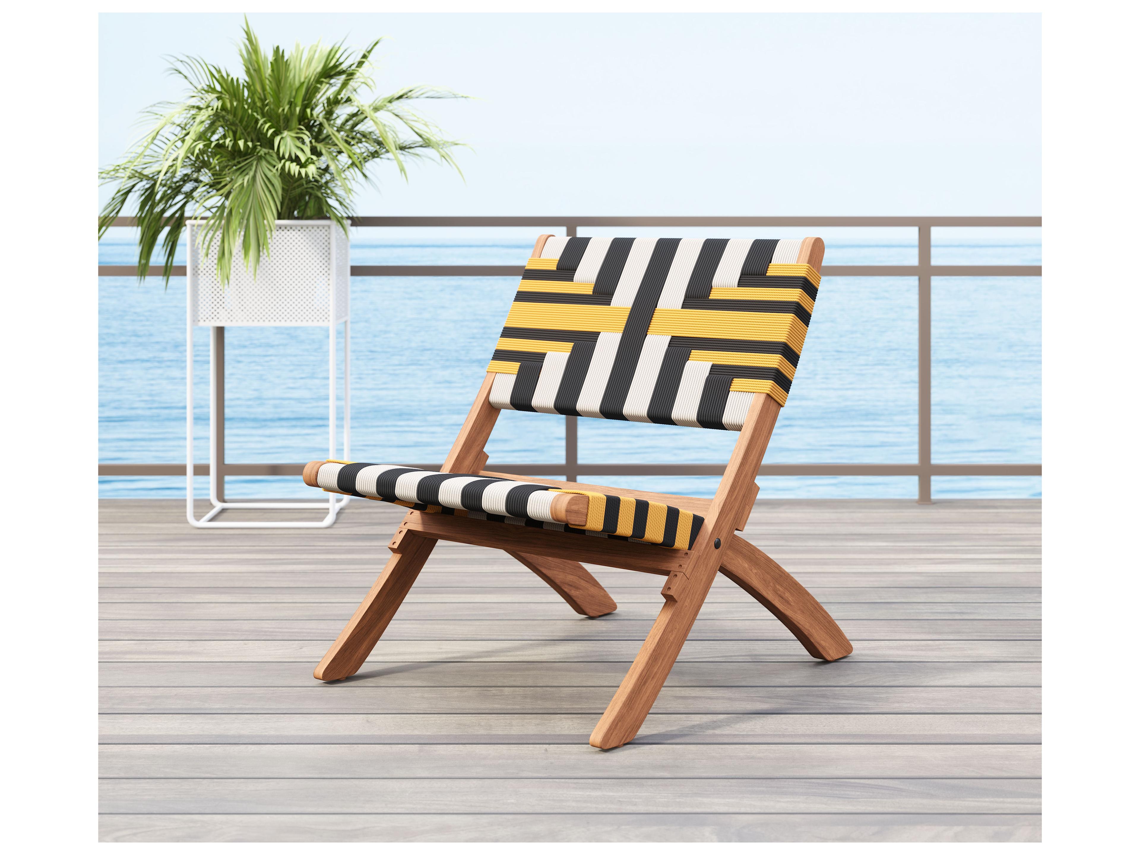 Zuo Outdoor Sunbeam Multicolor Wood Wicker Lounge Chair