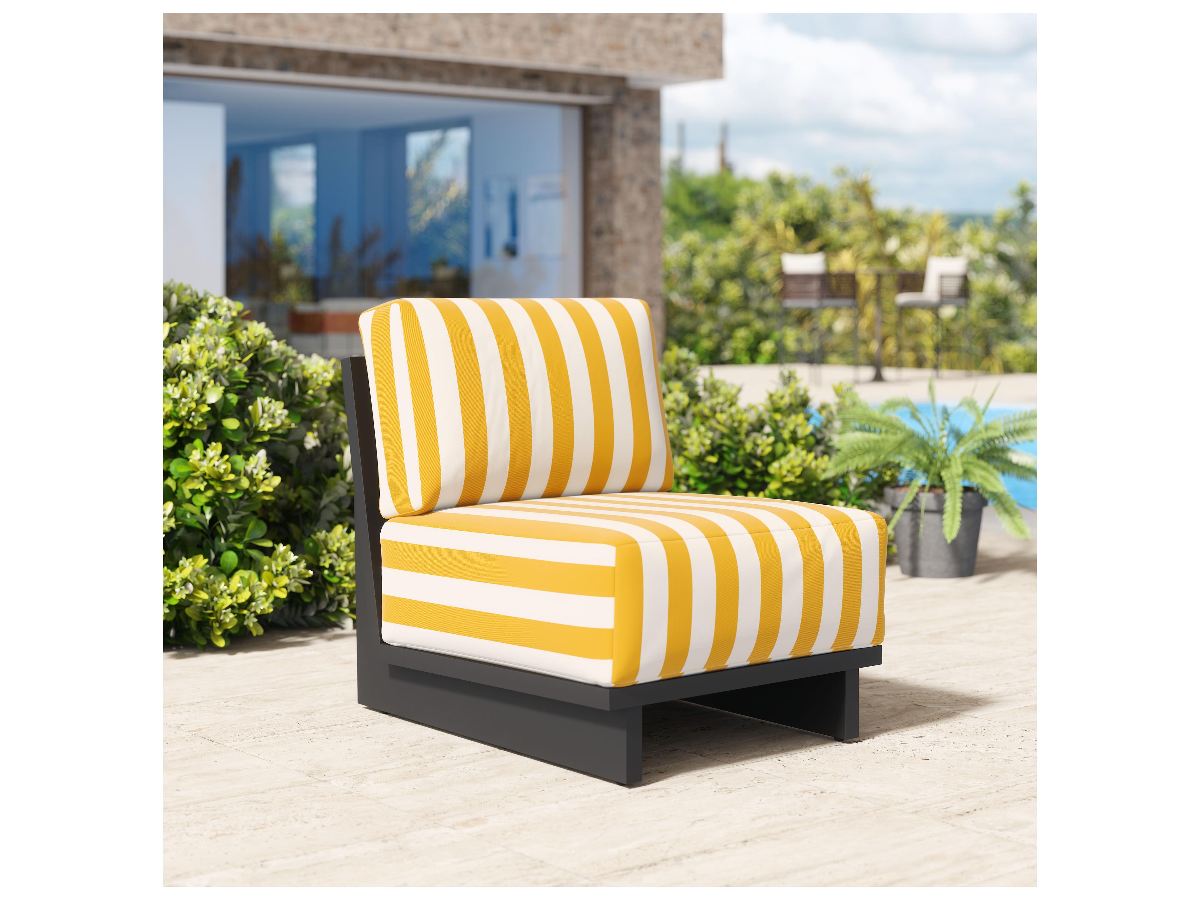 Zuo Outdoor Shoreline Yellow Aluminum Cushion Lounge Chair