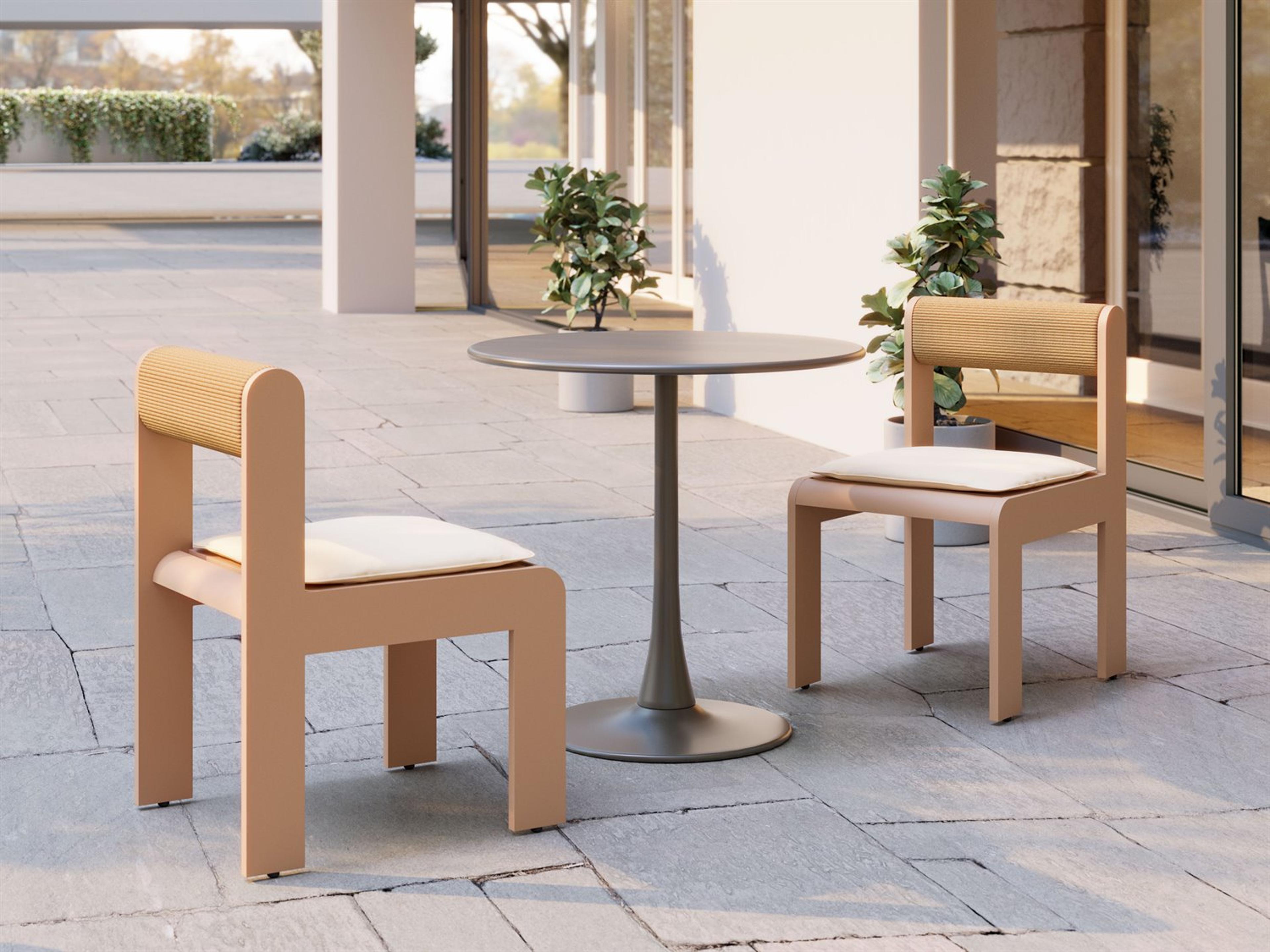 Zuo Outdoor Island White Aluminum Cushion Dining Chair, Set of 2