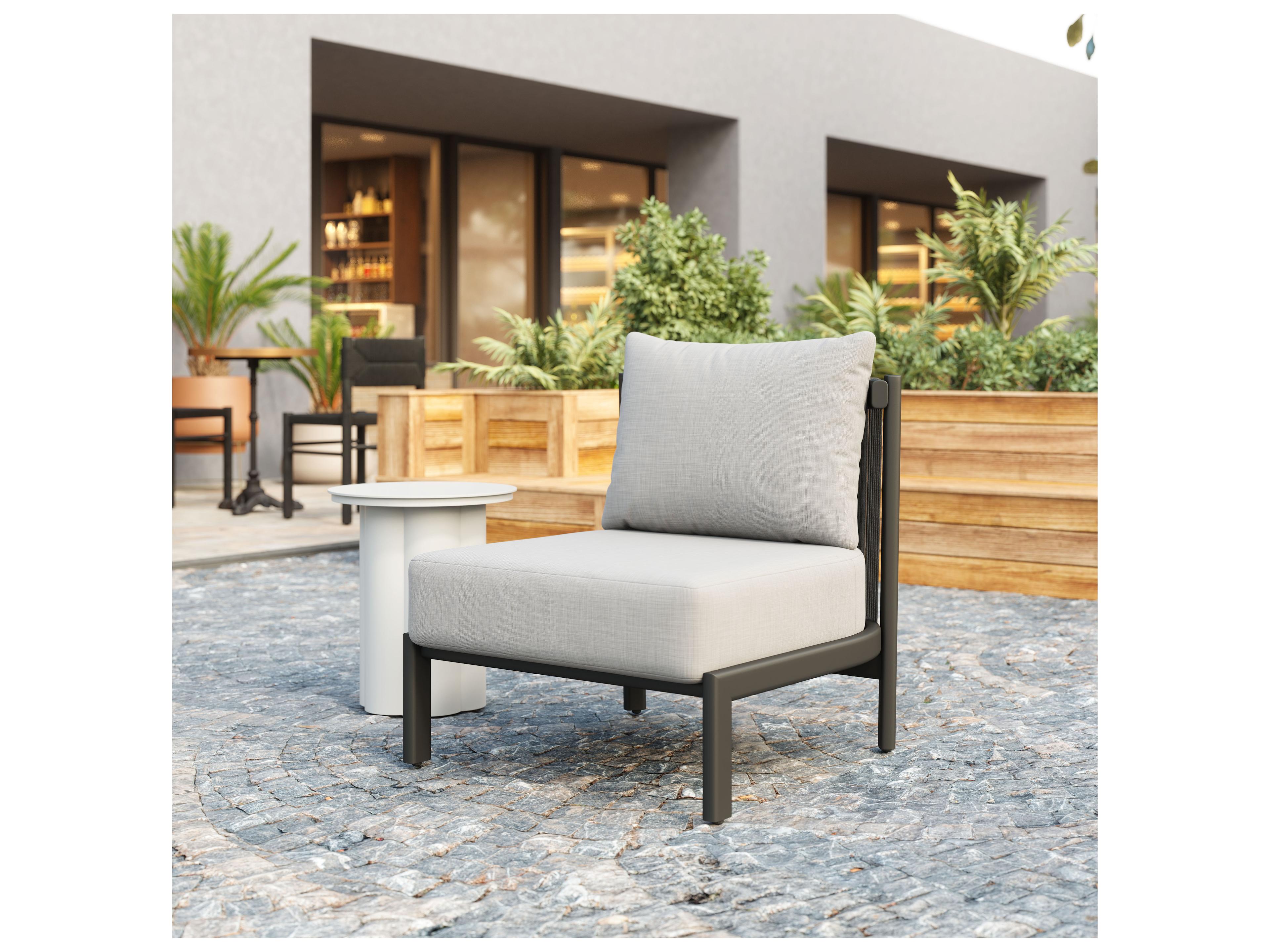 Zuo Outdoor Horizon Gray Aluminum Cushion Lounge Chair
