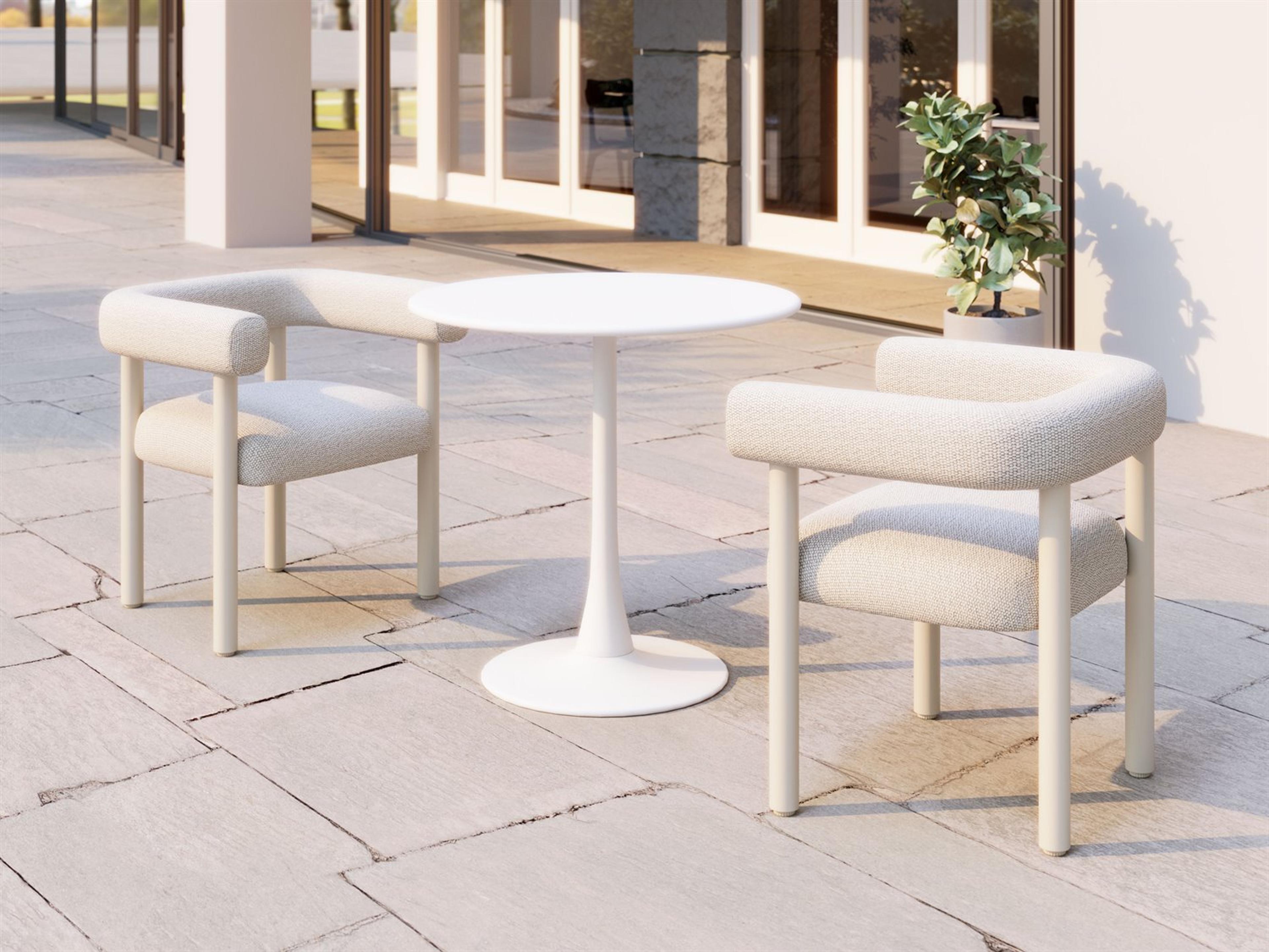 Zuo Outdoor Sunbath White Aluminum Cushion Dining Chair, Set of 2