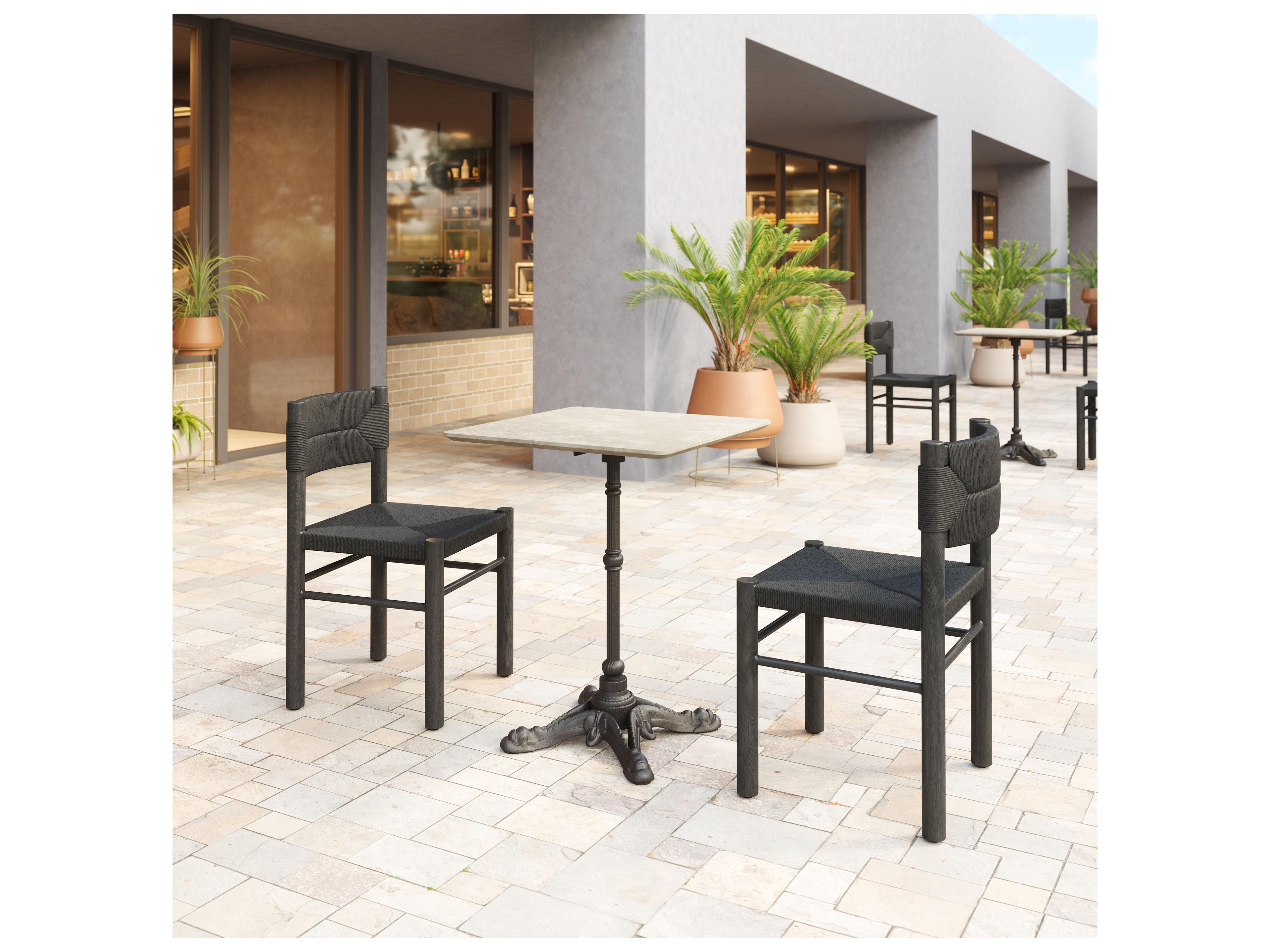 Zuo Outdoor Iska Black Faux Wood Wicker Dining Chair, Set of 2