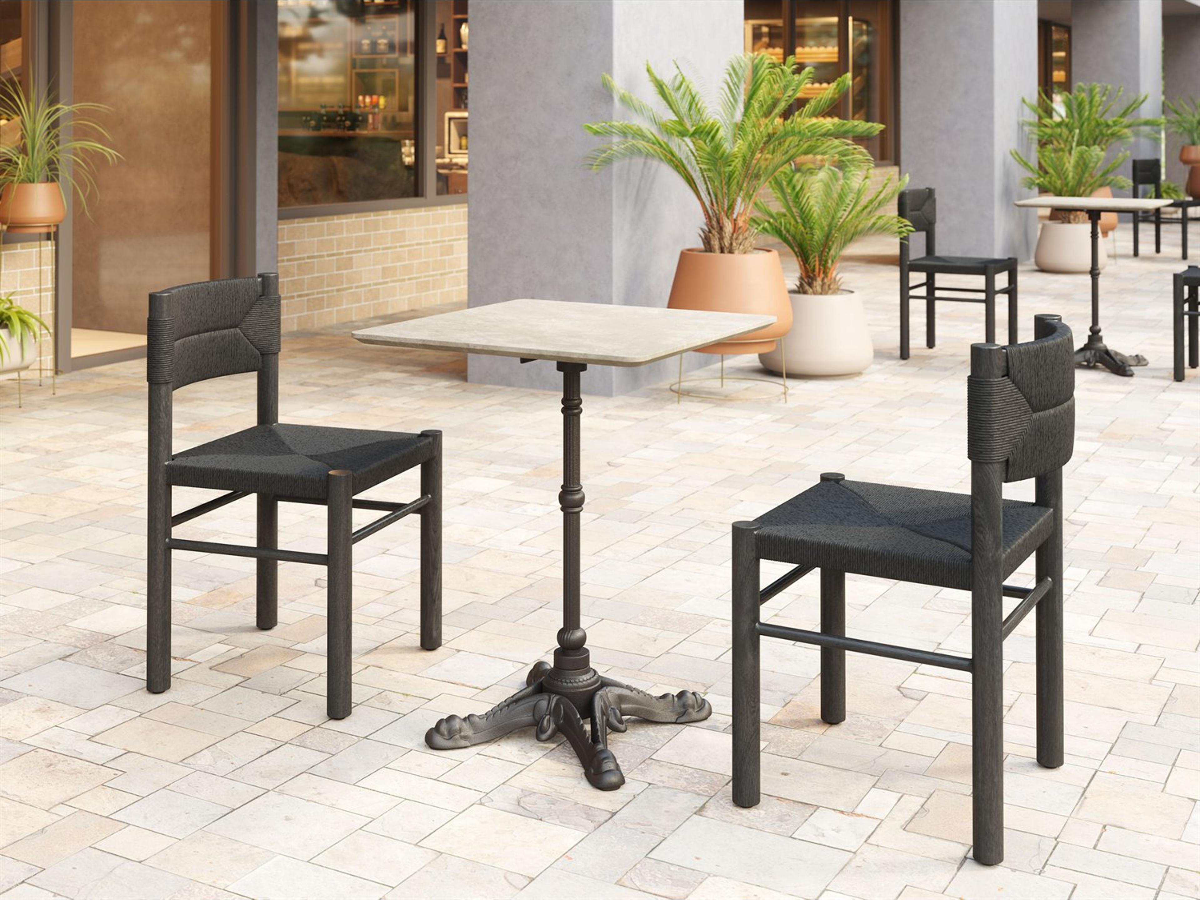 Zuo Outdoor Iska Black Faux Wood Wicker Dining Chair, Set of 2