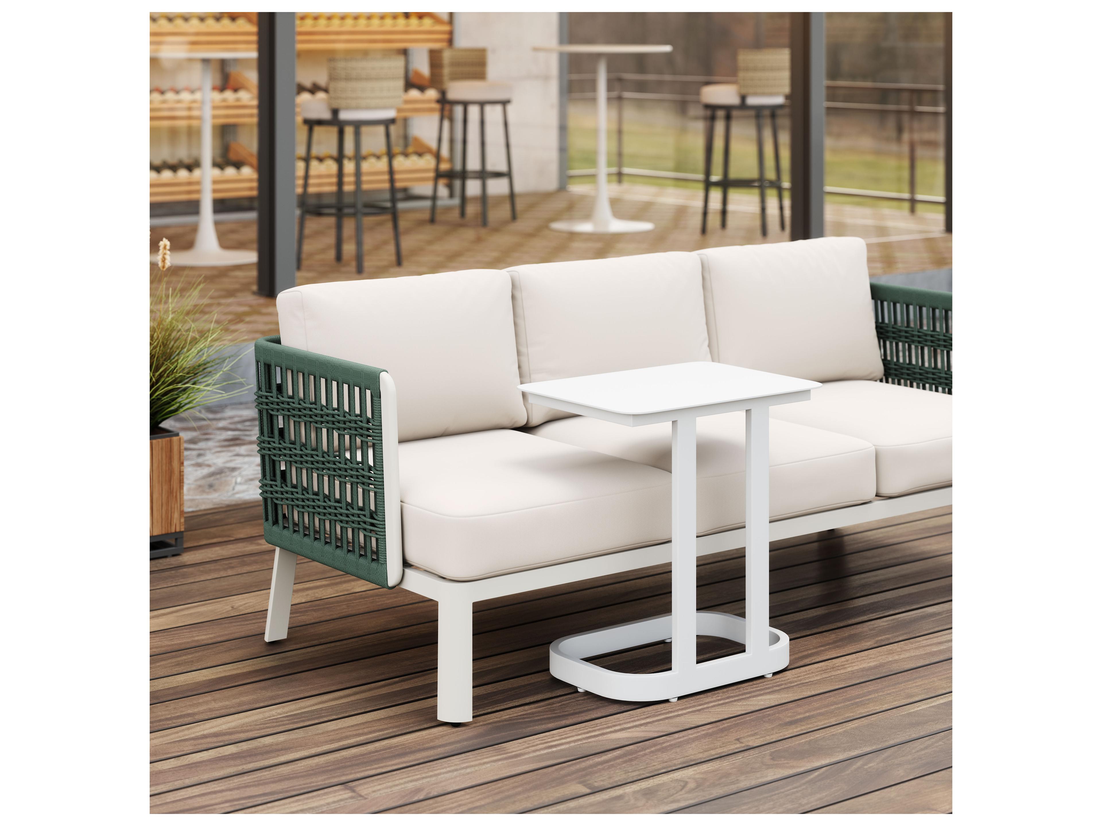 Zuo Outdoor Friss White Aluminum Rectangular End Table