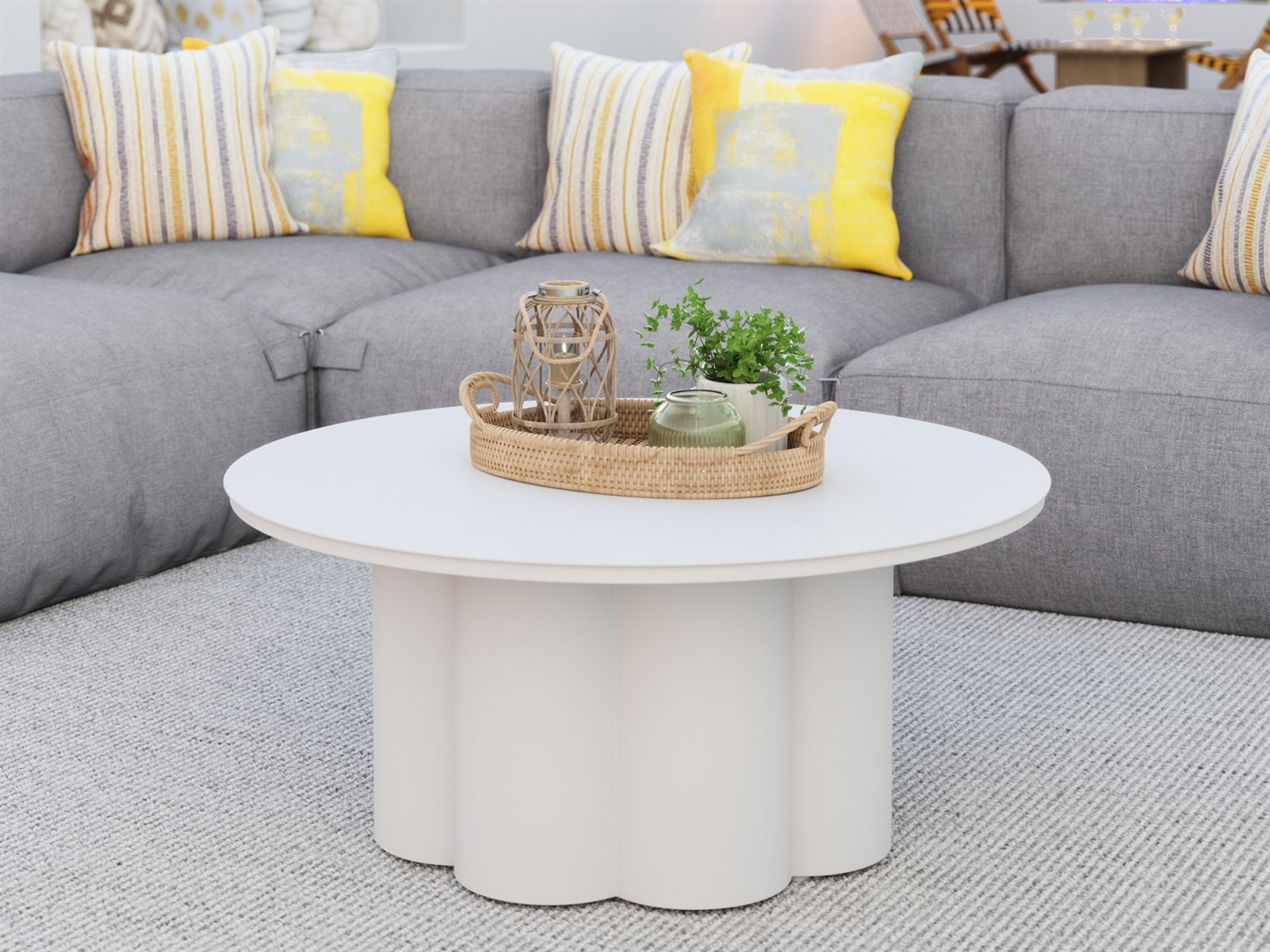 Zuo Outdoor Palmier White Aluminum Round Coffee Table