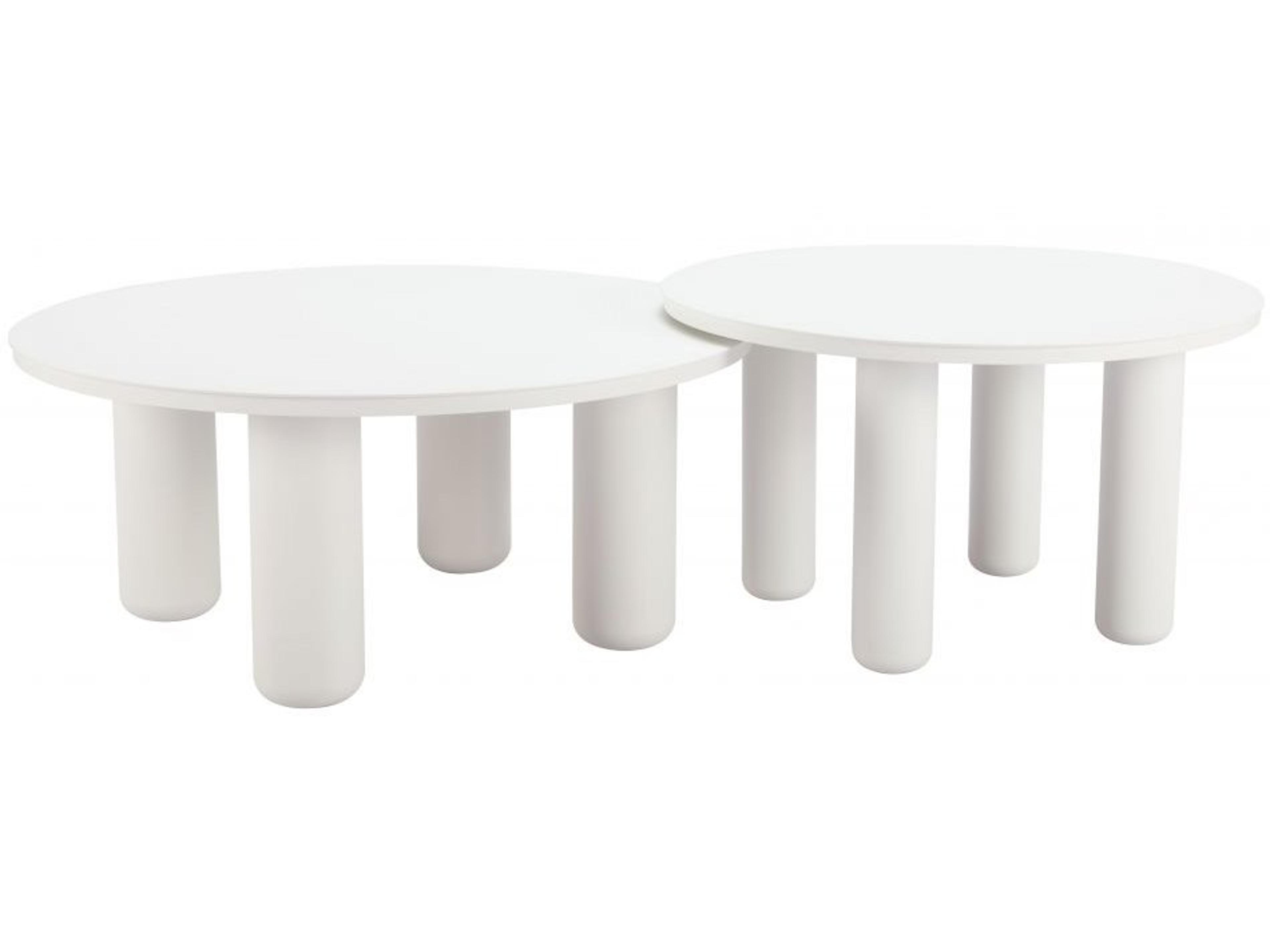 Ola White Aluminum Round Coffee Table, Set of 2