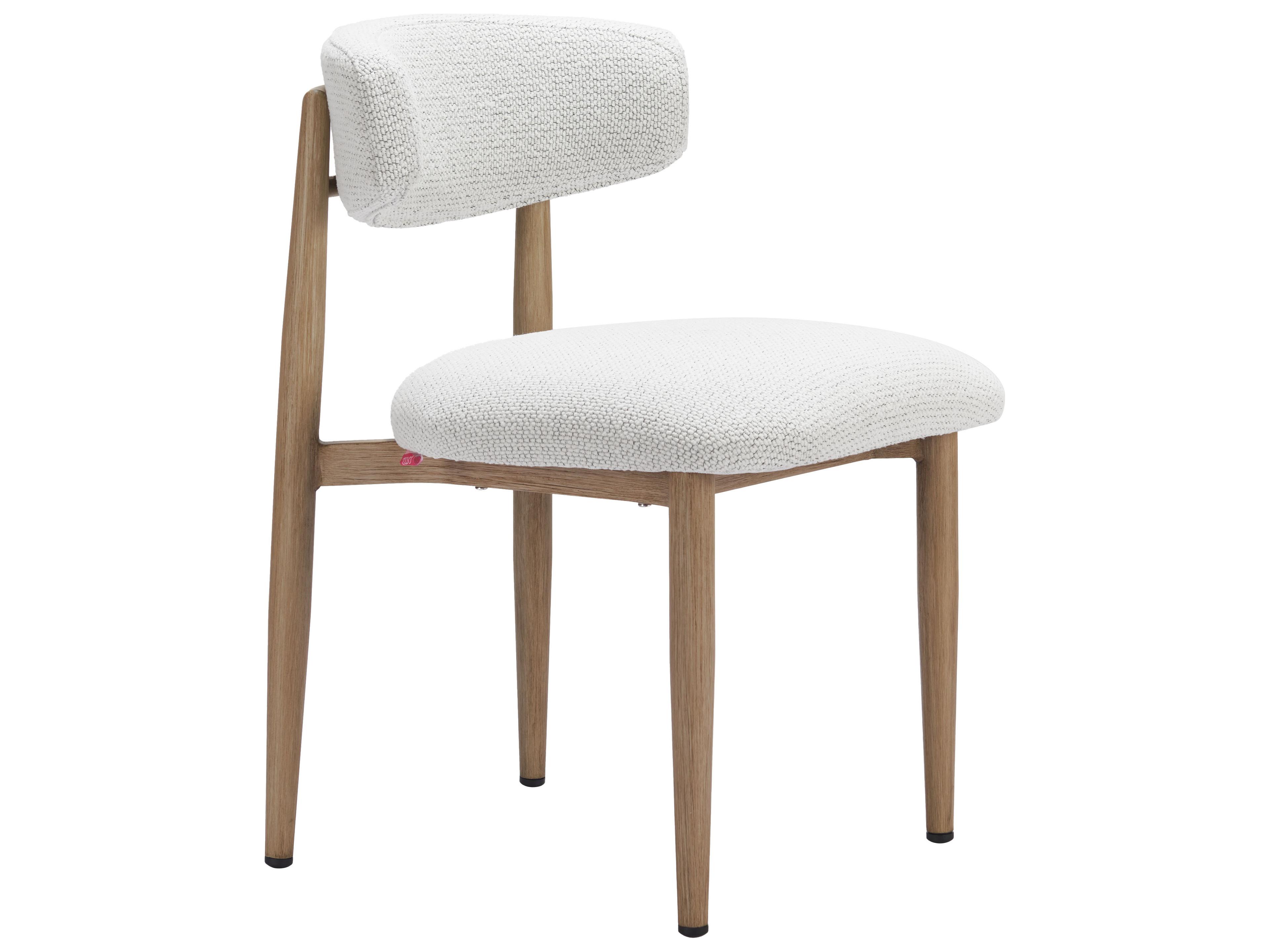 Bege White Faux Wood Cushion Dining Chair