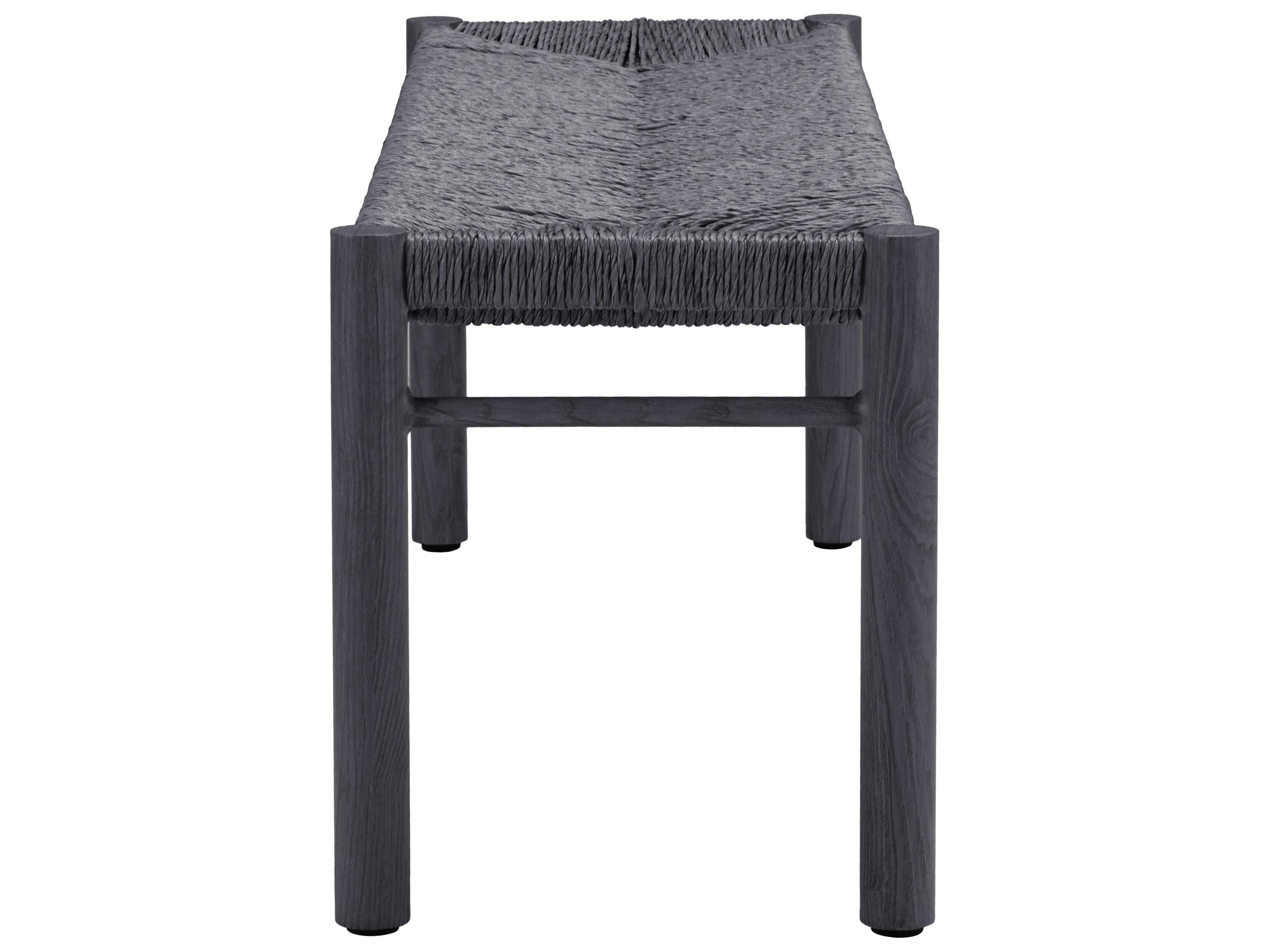 Zuo Outdoor Iska Black Faux Wood Wicker Bench