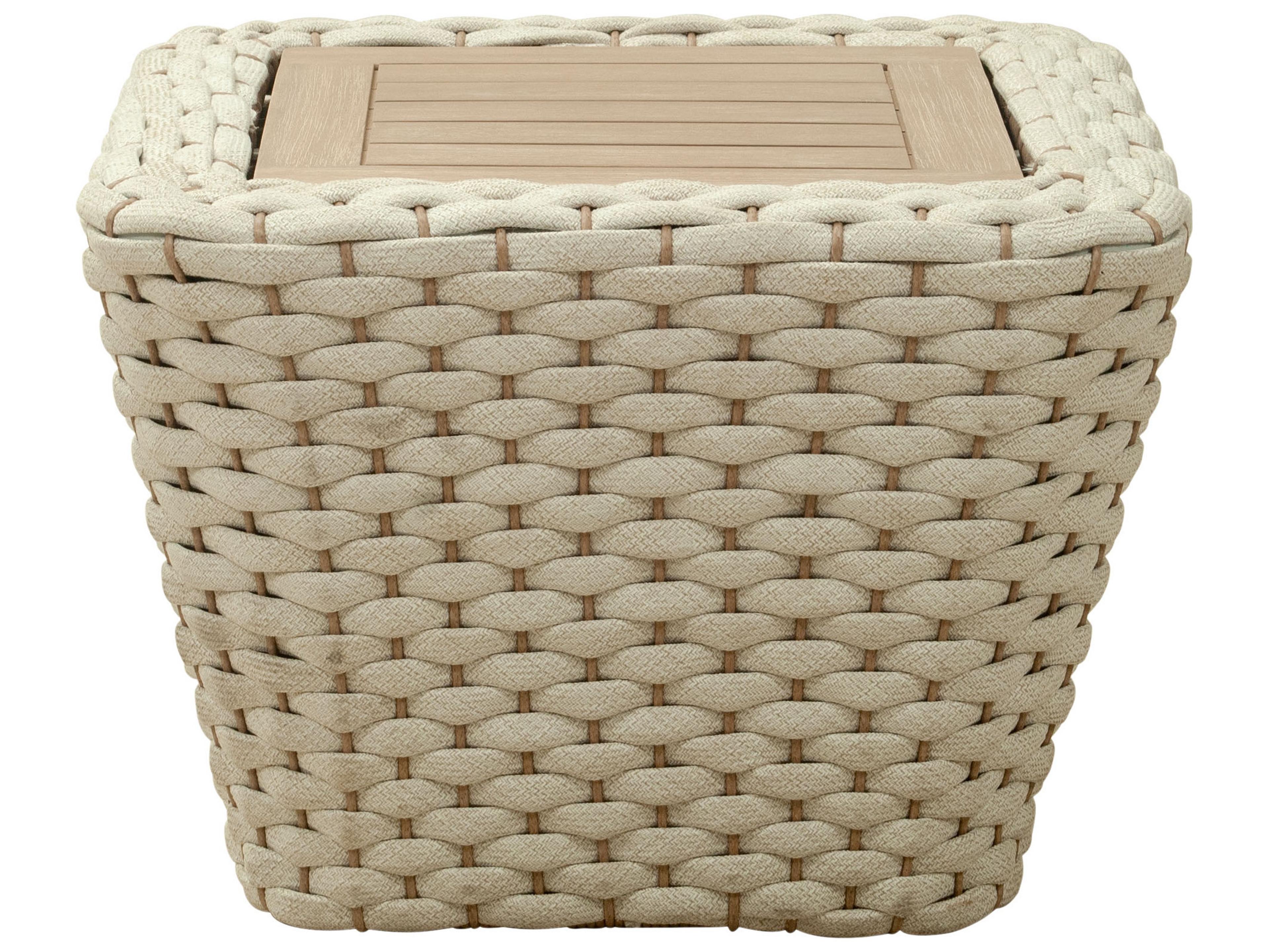 Zuo Outdoor Antul White Natural Wood Square Coffee Table