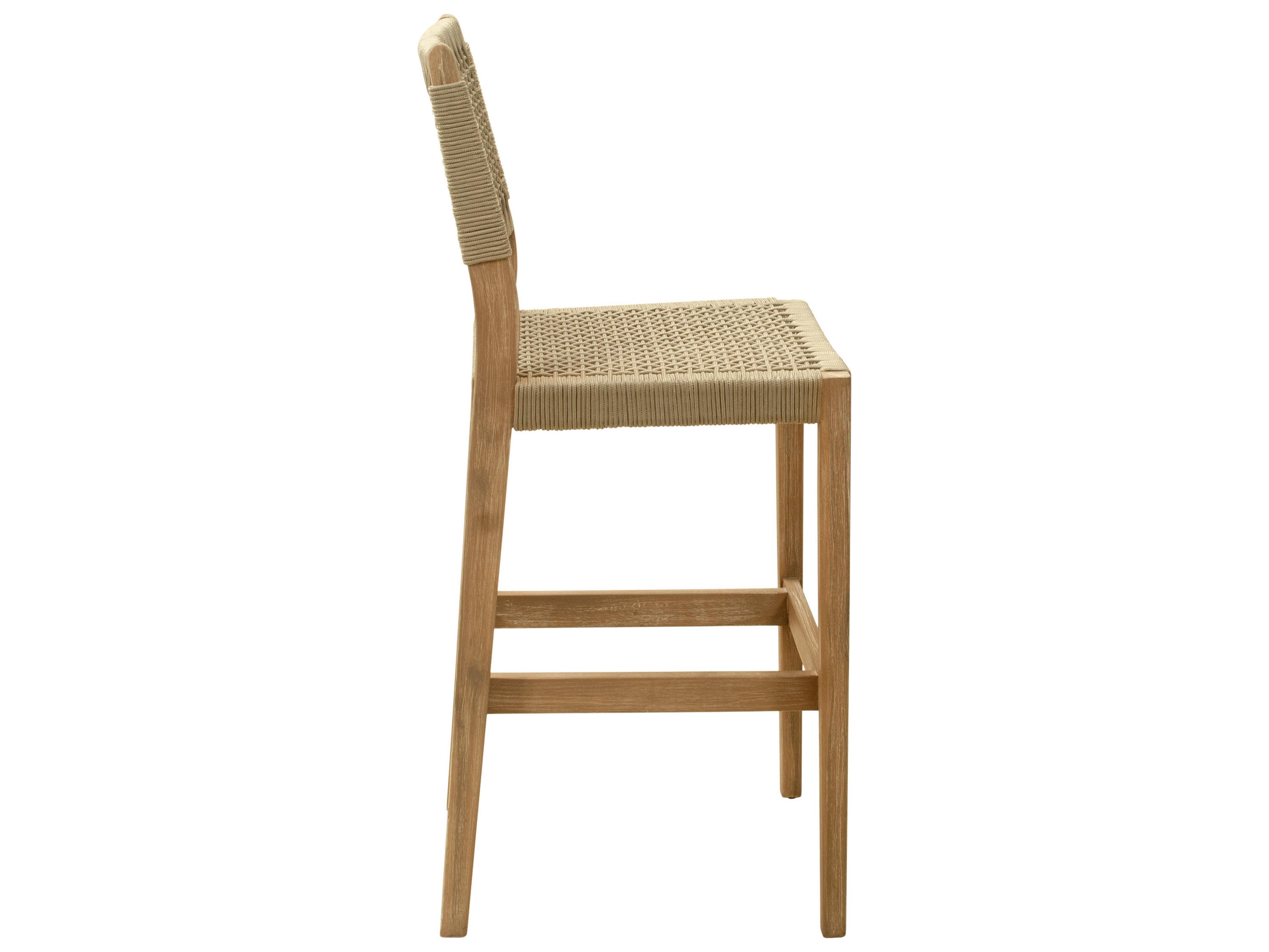 Zuo Outdoor Corde Beige Wood Wicker Bar Stool