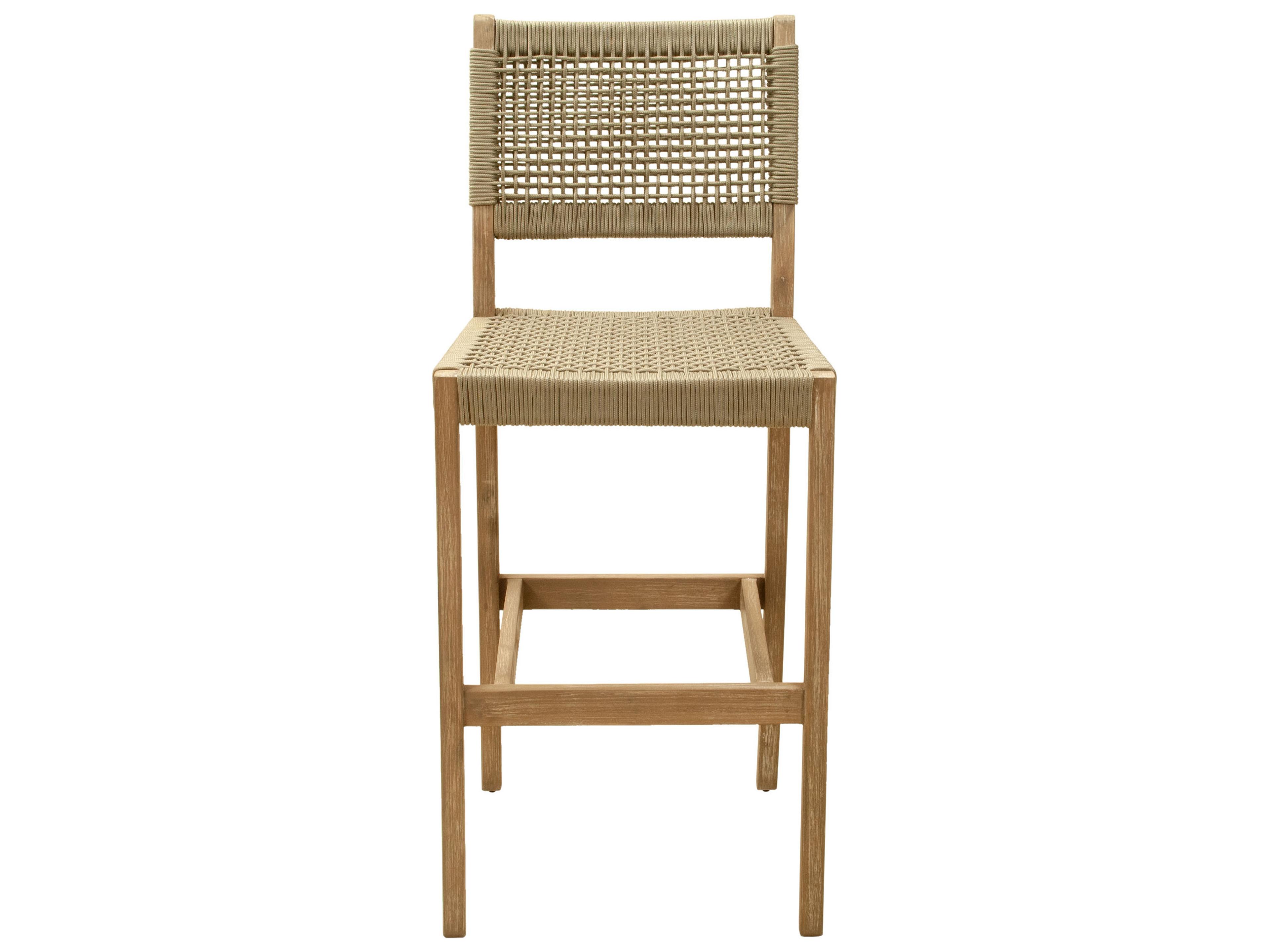 Zuo Outdoor Corde Beige Wood Wicker Bar Stool