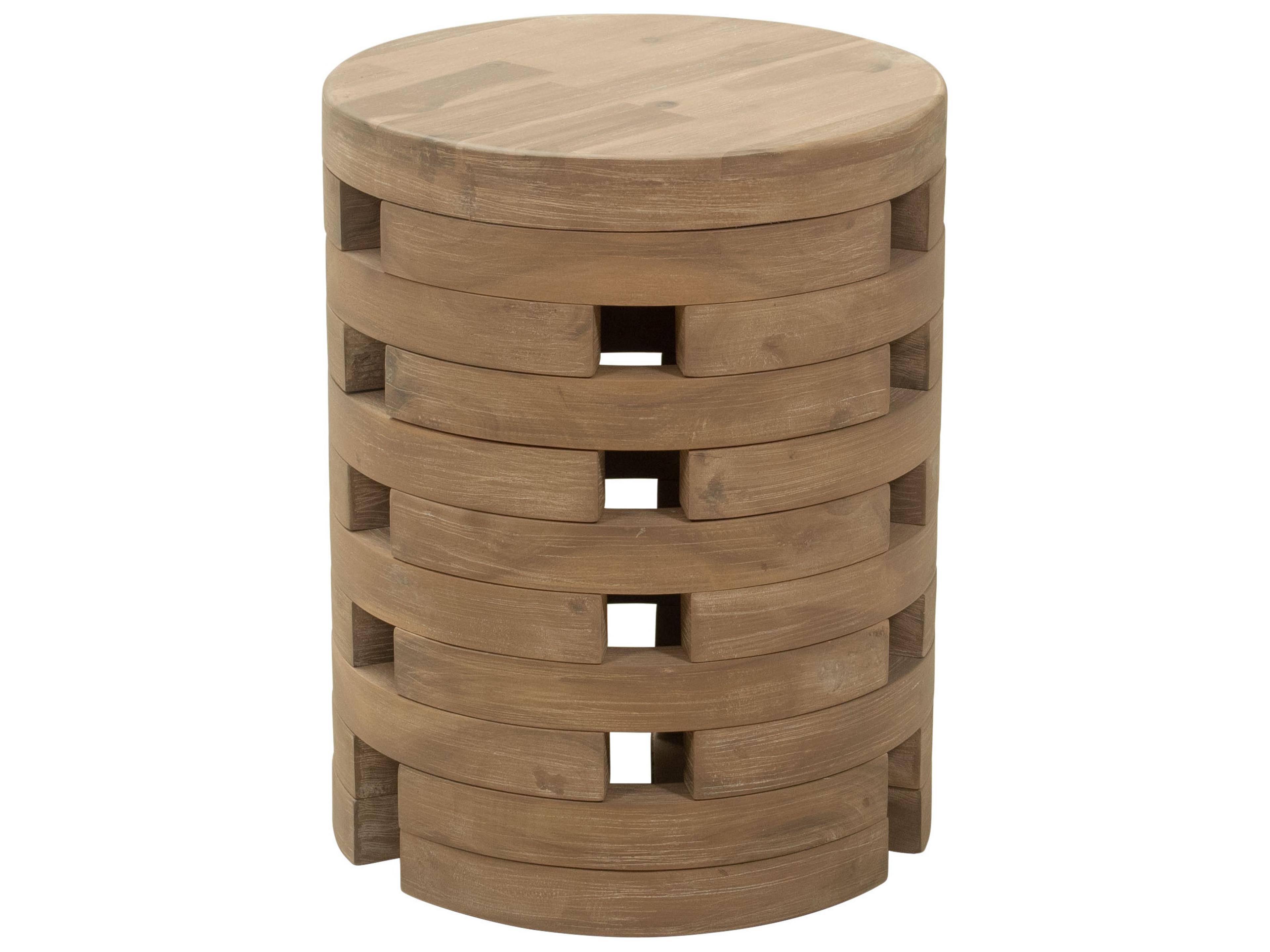 Zuo Outdoor Mado Natural Brown Wood Round End Table