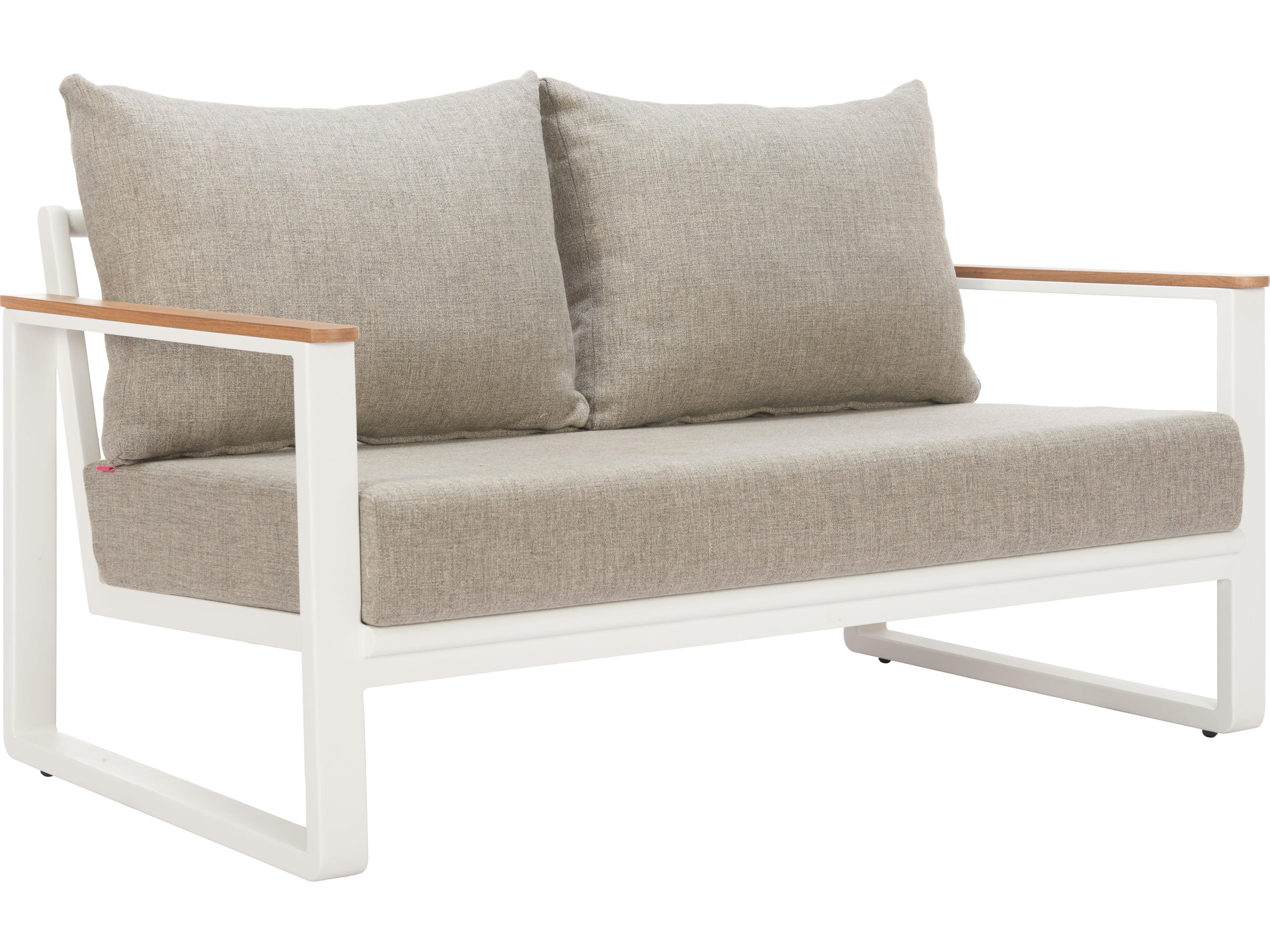 Welt Taupe White Aluminum Cushion Sofa