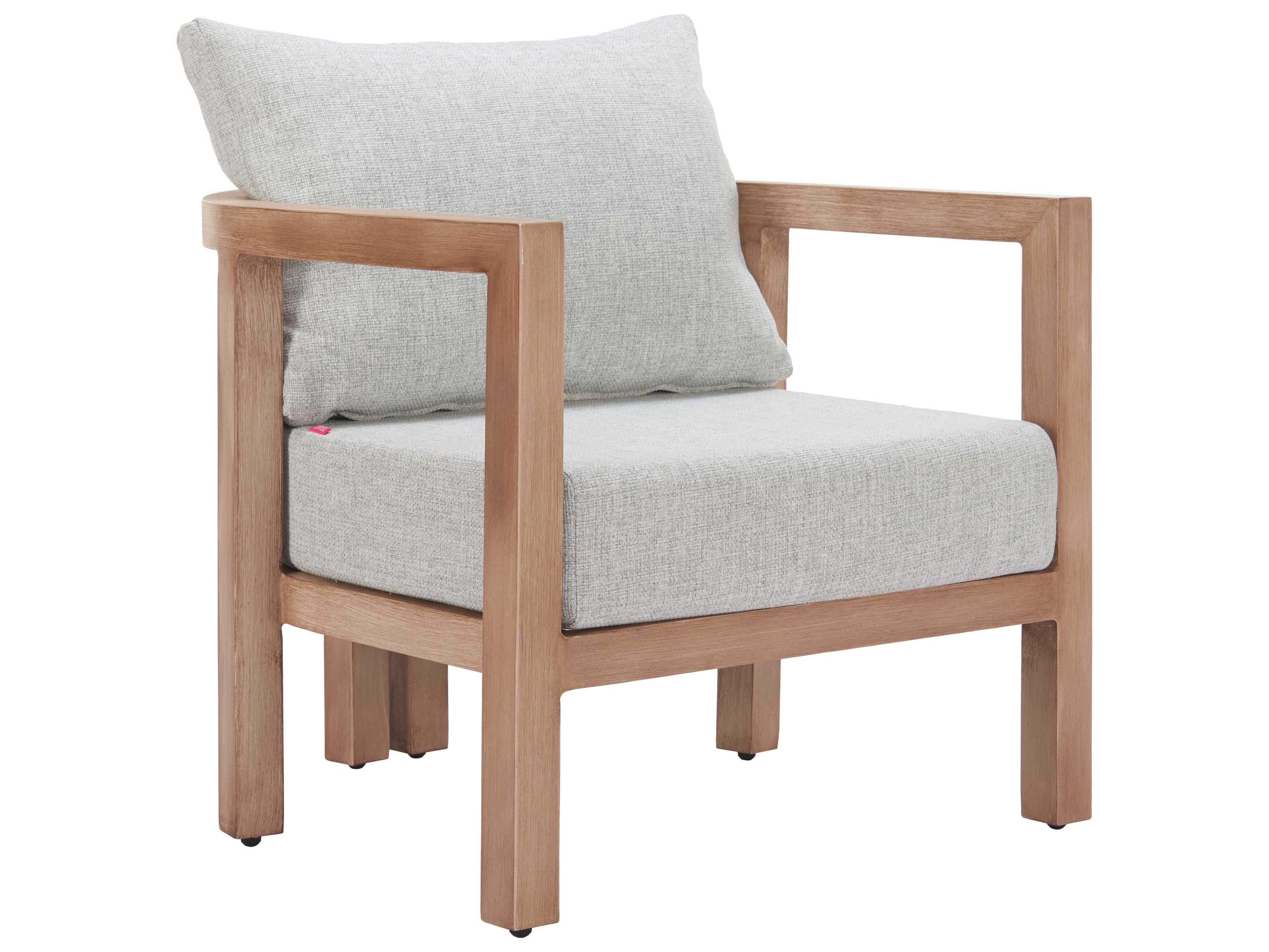 Leto Gray Faux Wood Cushion Lounge Chair
