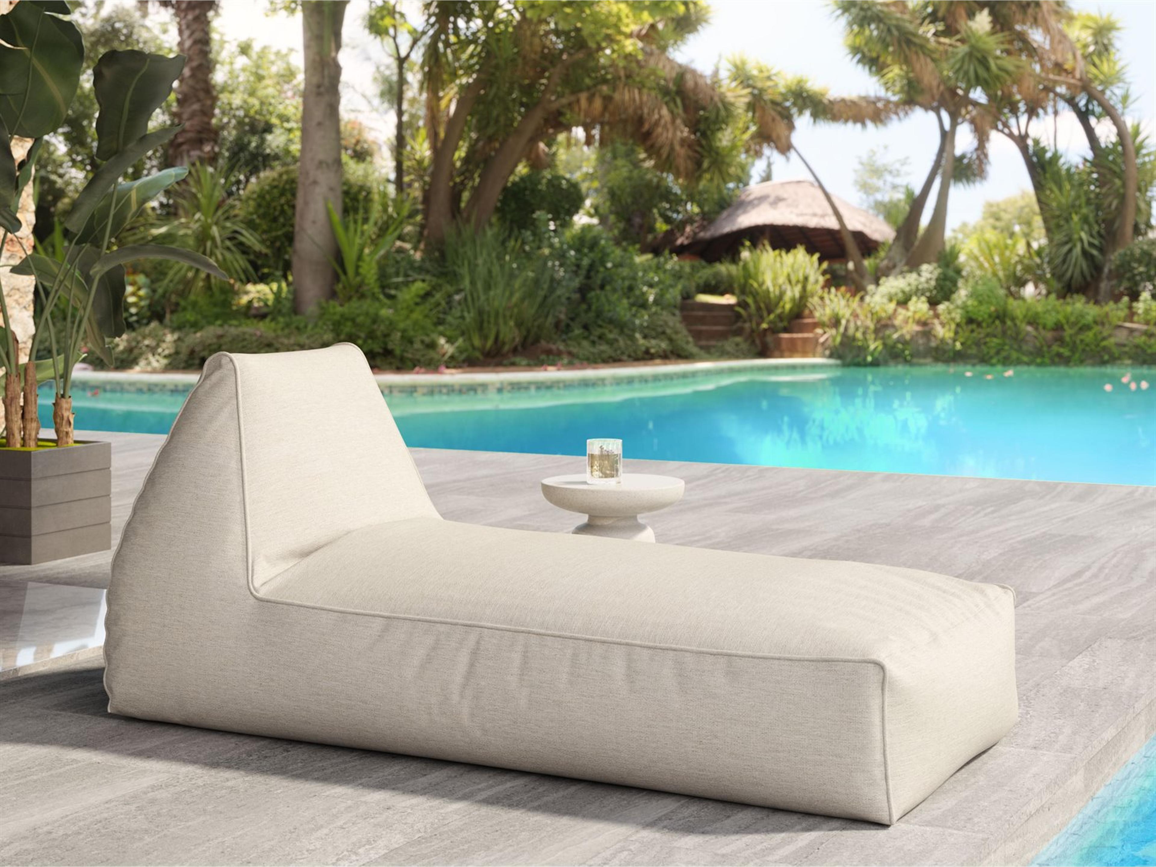 Zuo Outdoor Kalm Beige Polypropylene Cushion Chaise Lounge