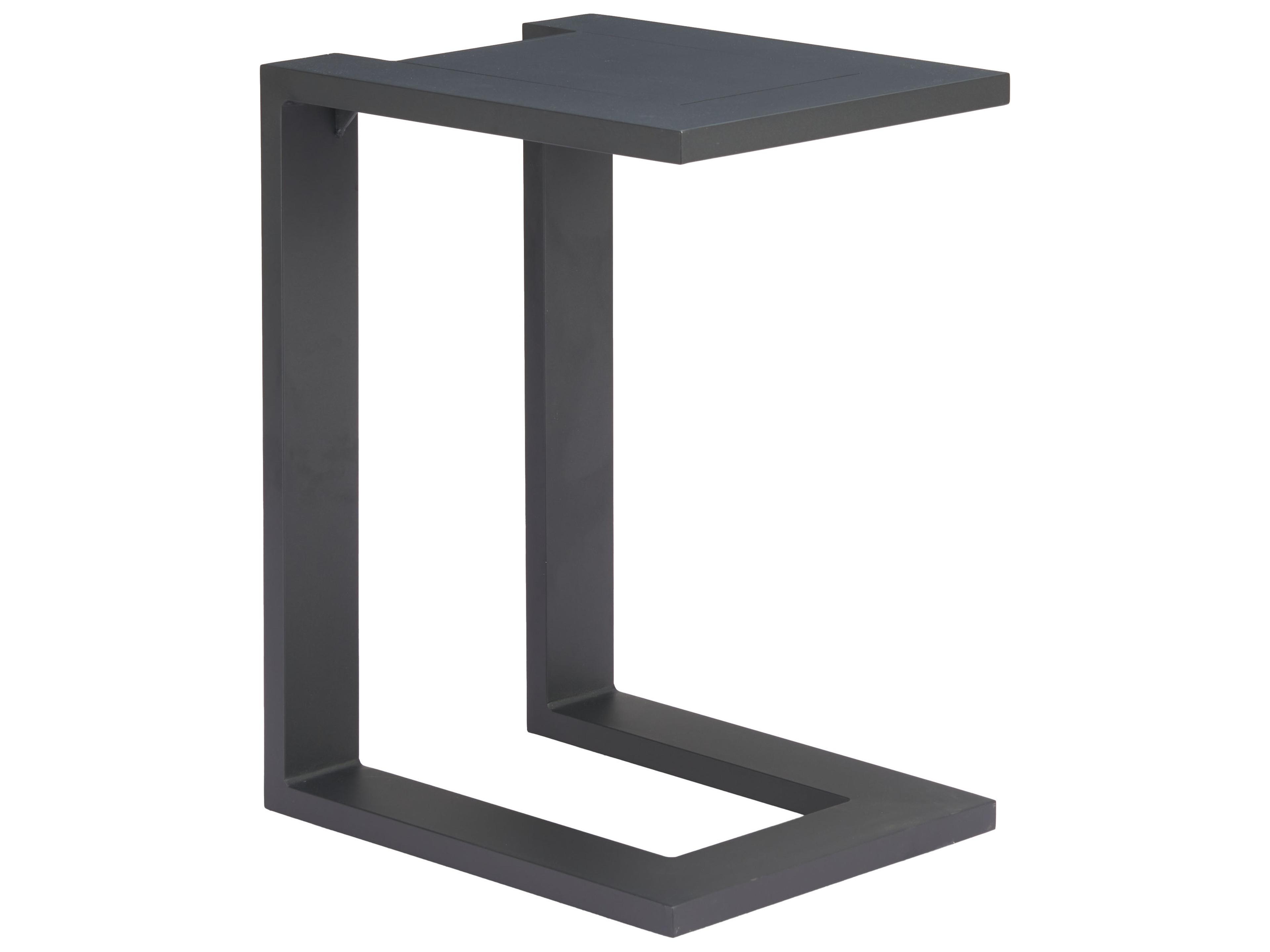 Tudi Black Aluminum Rectangular End Table