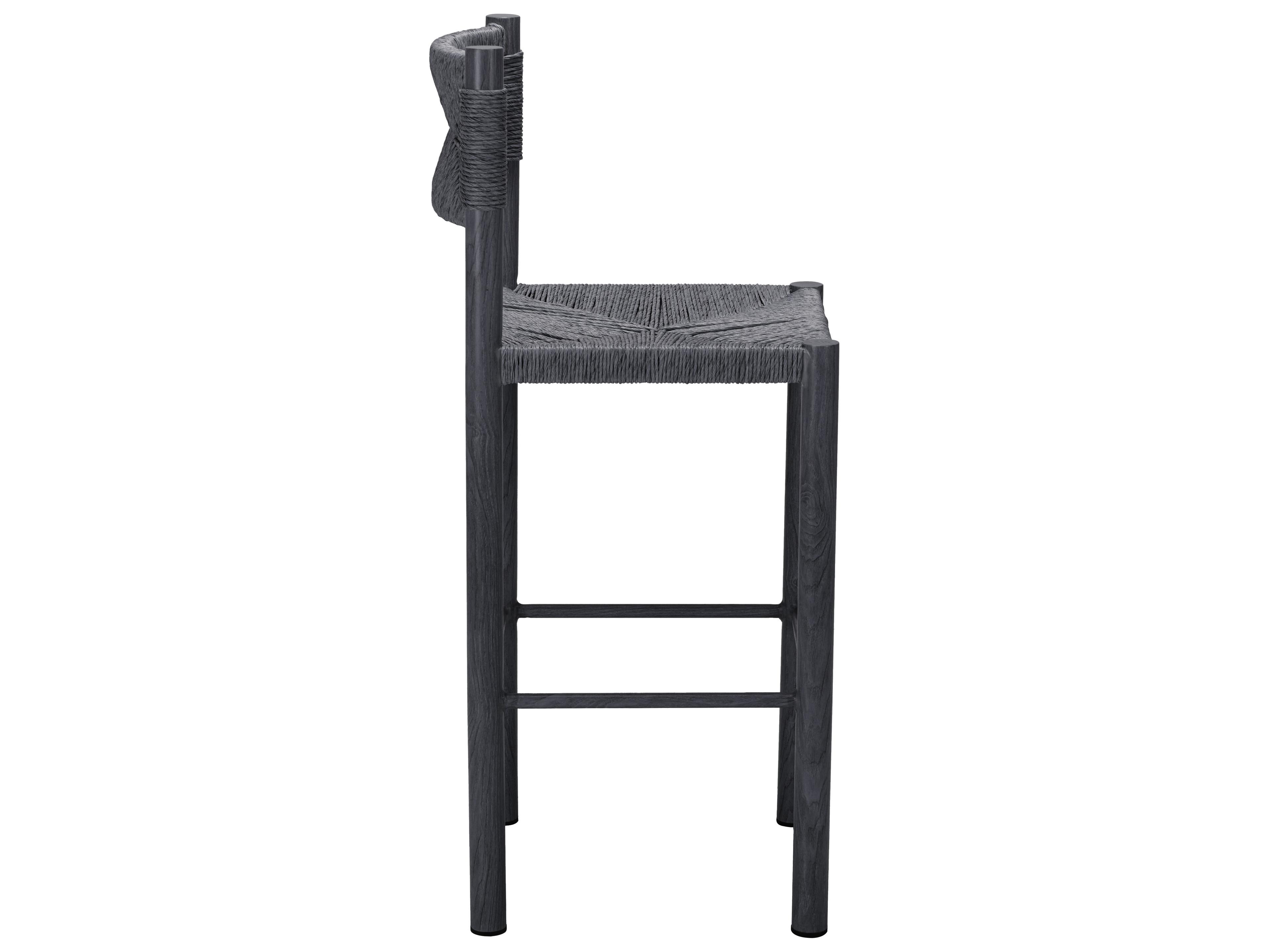 Zuo Outdoor Iska Black Faux Wood Wicker Bar Stool, Set of 2