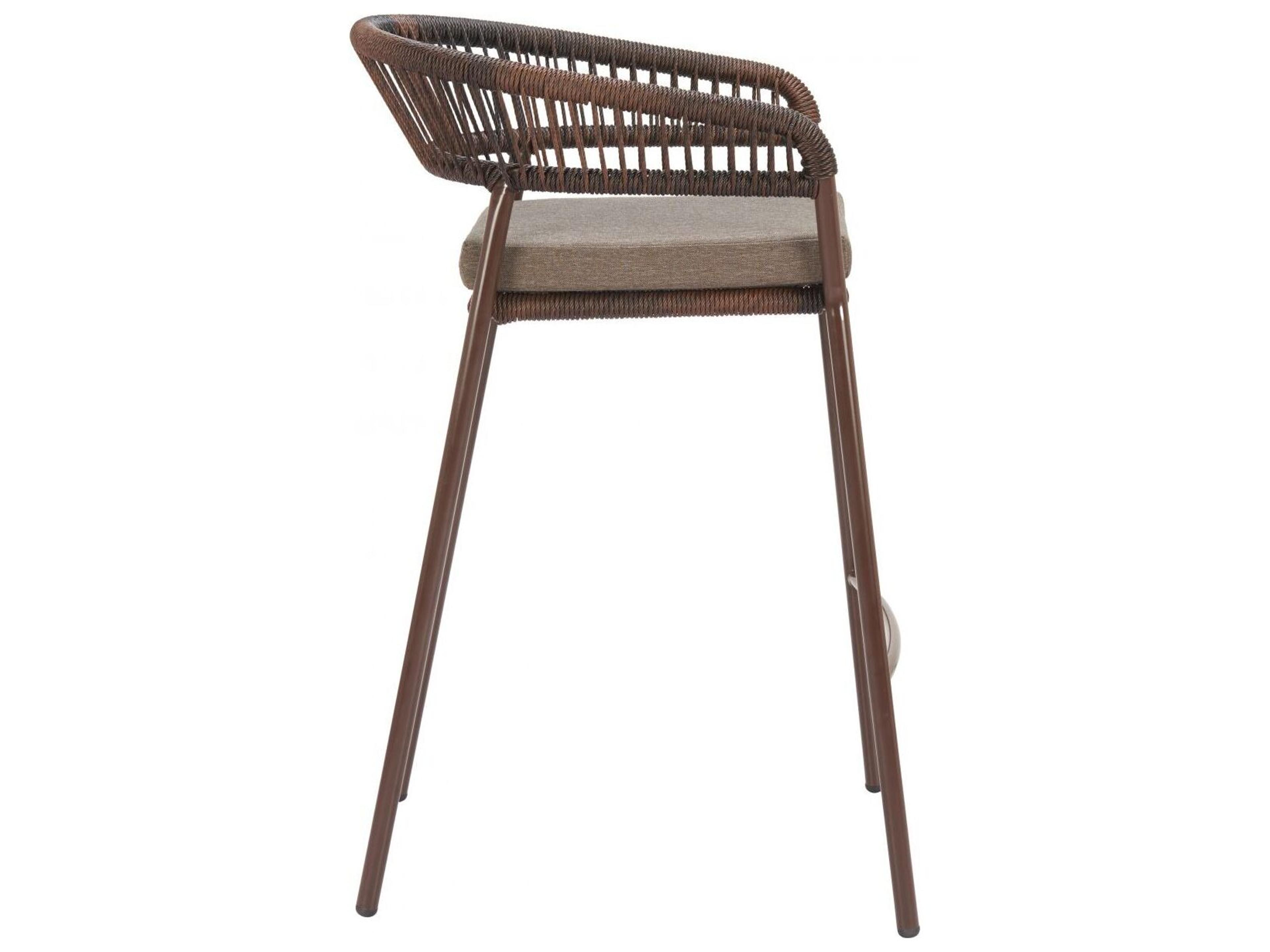Zuo Outdoor Skye Brown Rope Cushion Bar Stool