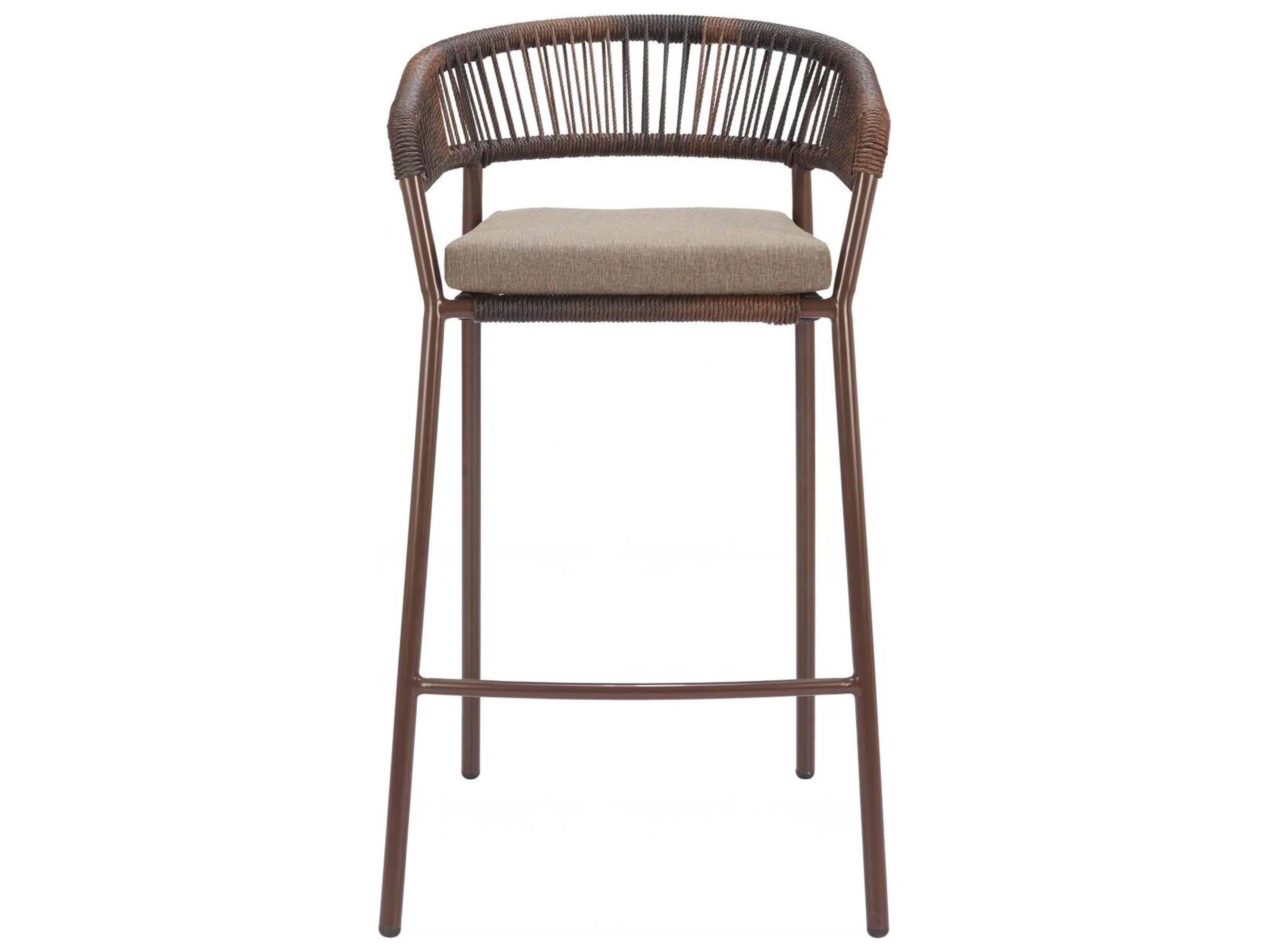Zuo Outdoor Skye Brown Rope Cushion Bar Stool