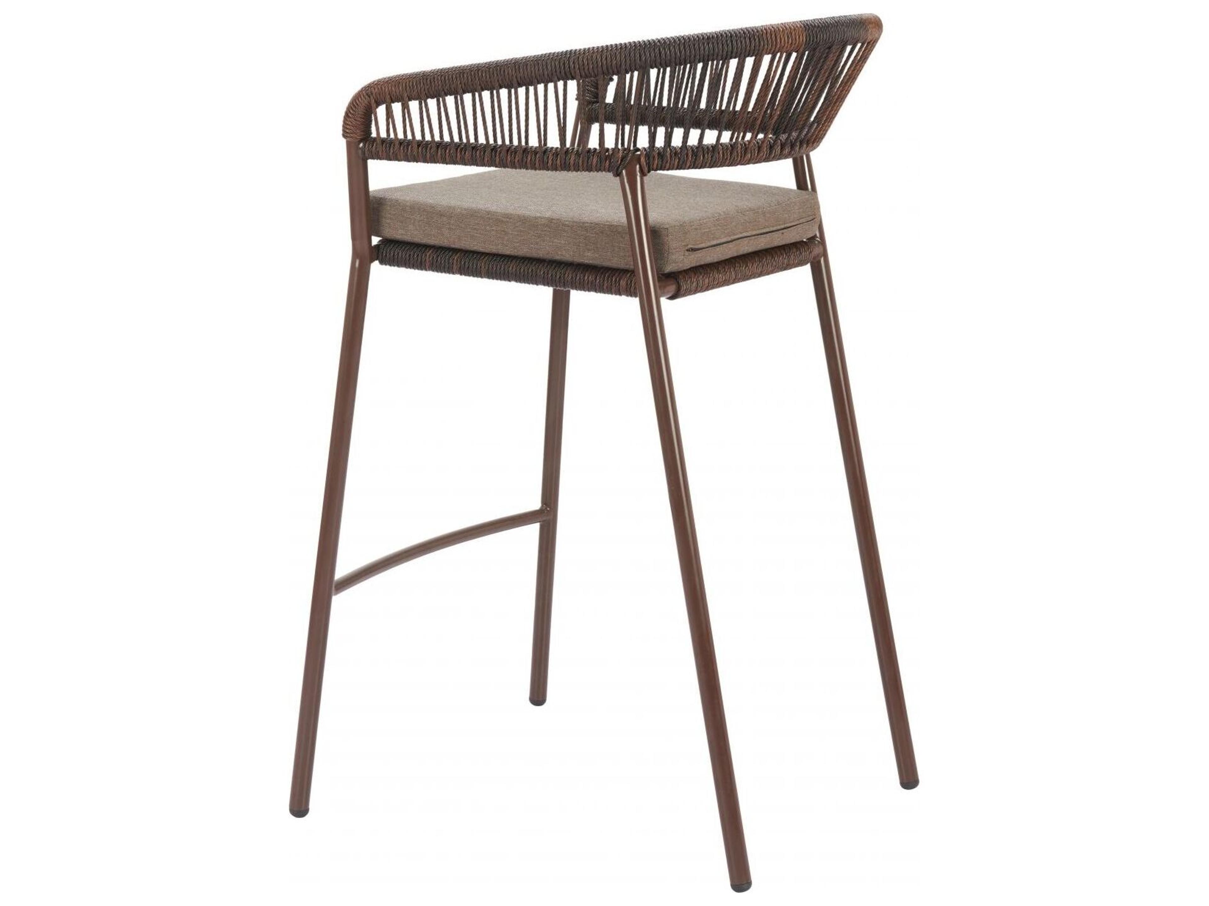 Zuo Outdoor Skye Brown Rope Cushion Bar Stool