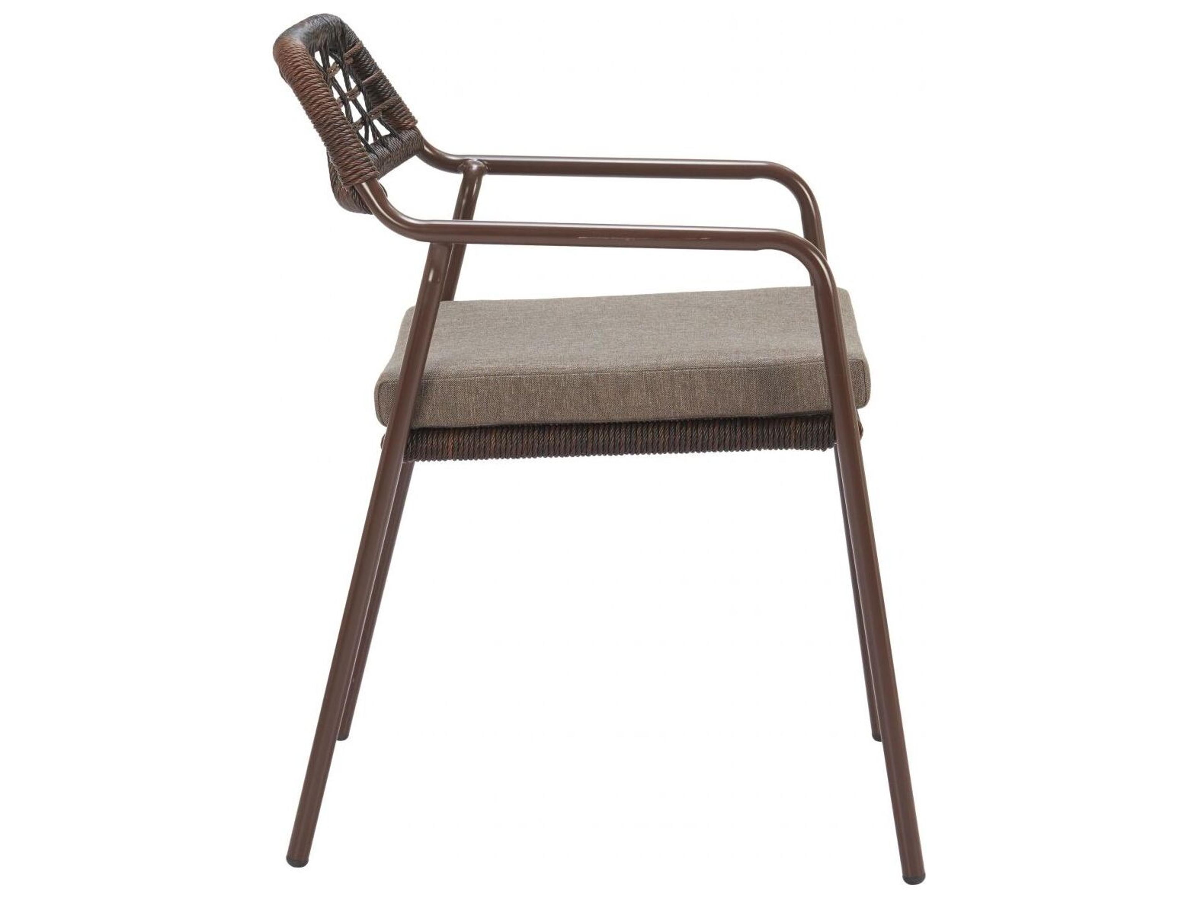 Zuo Outdoor Rio Brown Rope Cushion Dining Chair