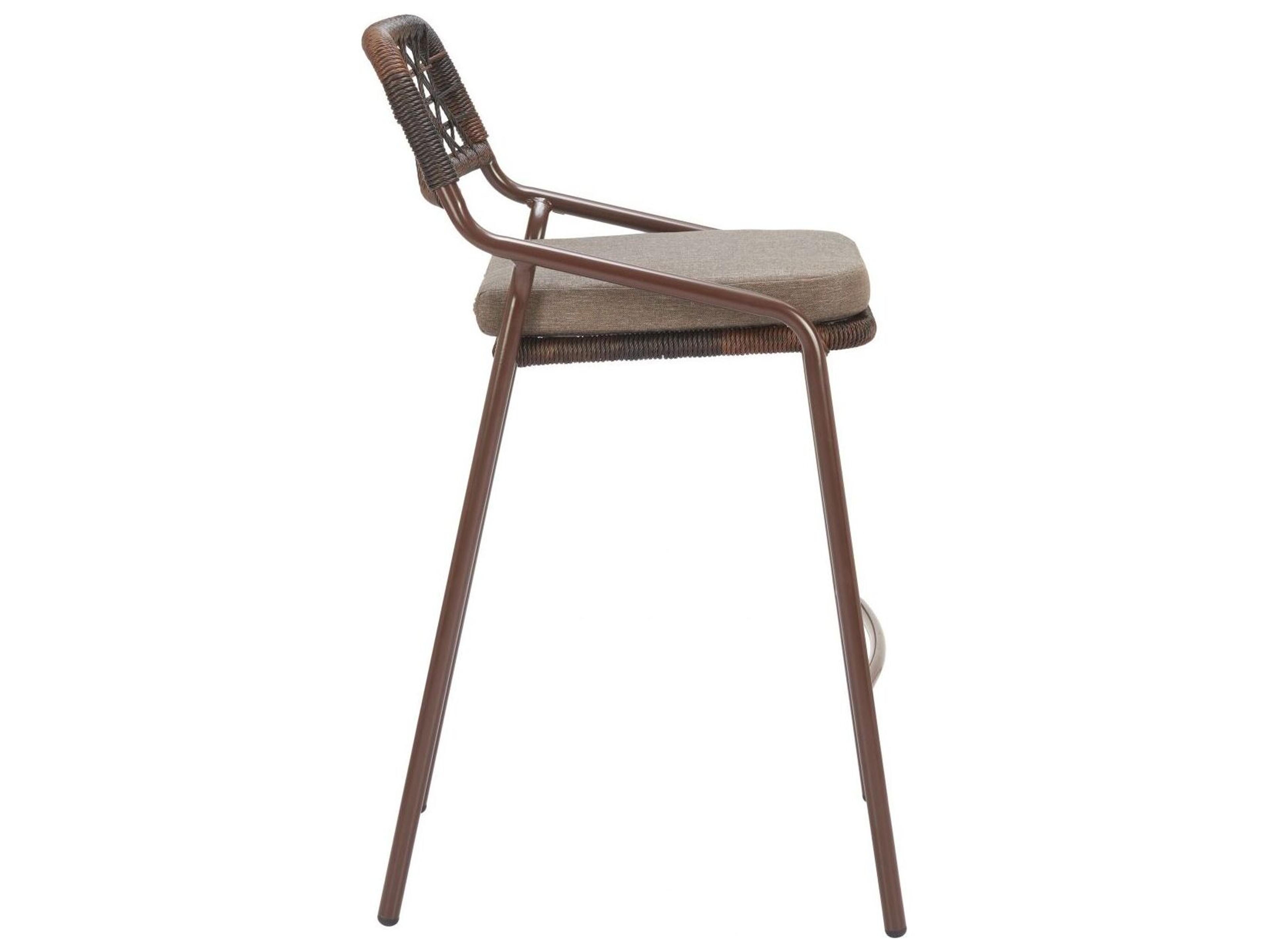 Zuo Outdoor Rio Brown Steel Cushion Bar Stool