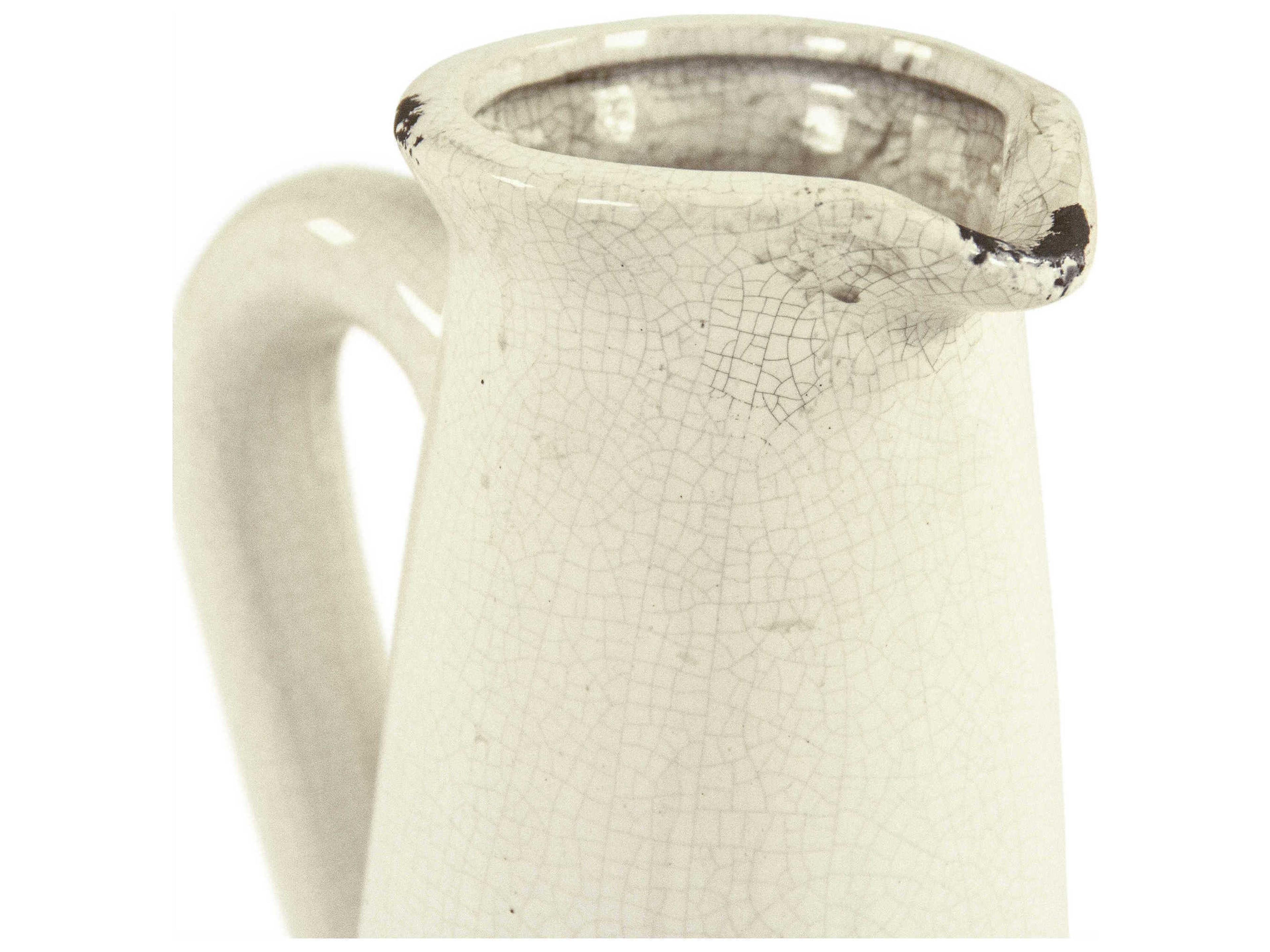 Zentique Distressed Crackle White 12" High Pitcher