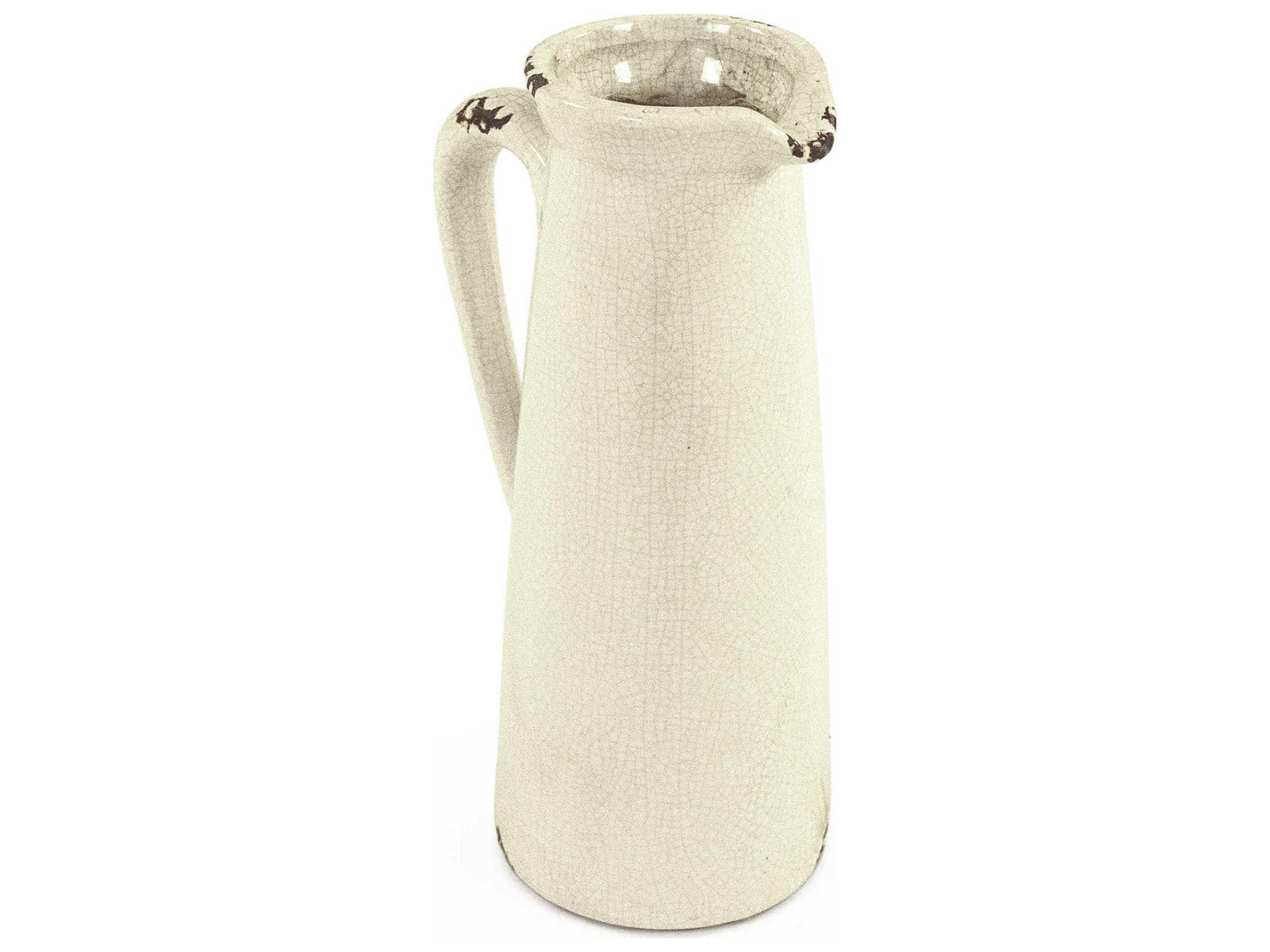Zentique Distressed Crackle White 10" High Pitcher