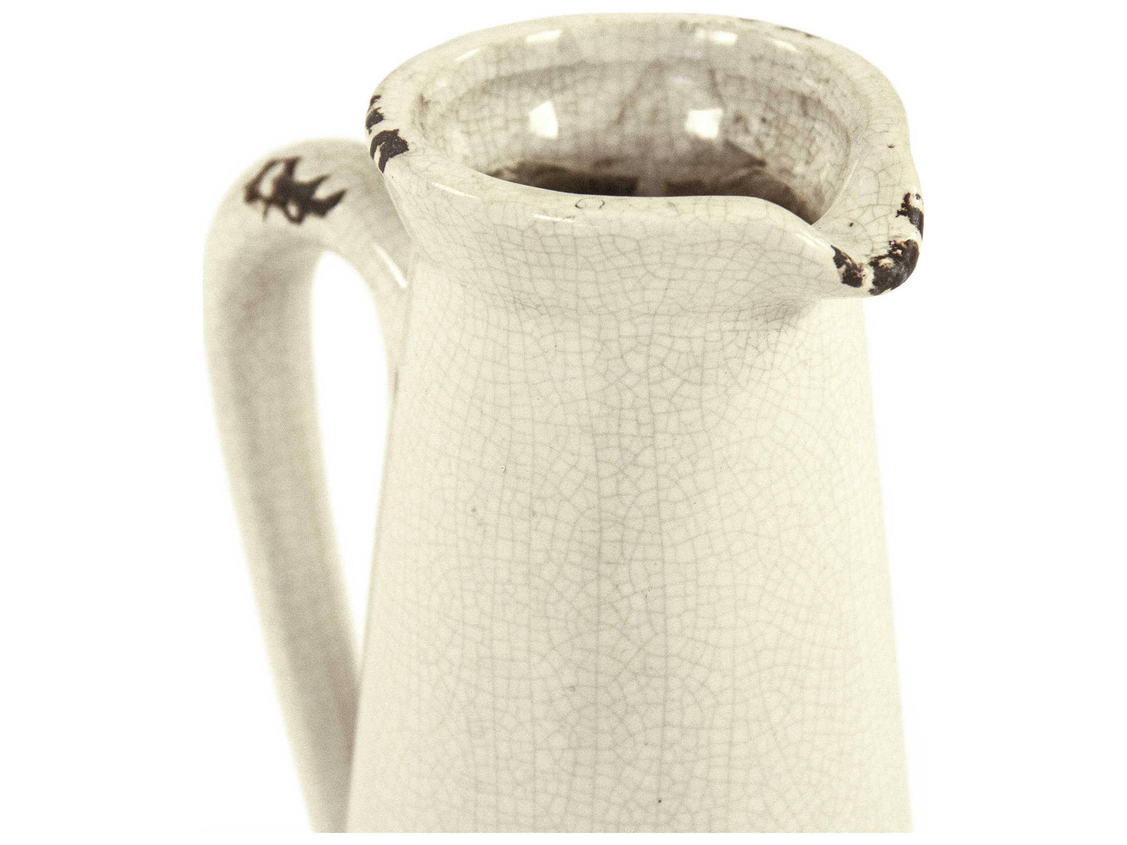 Zentique Distressed Crackle White 10" High Pitcher