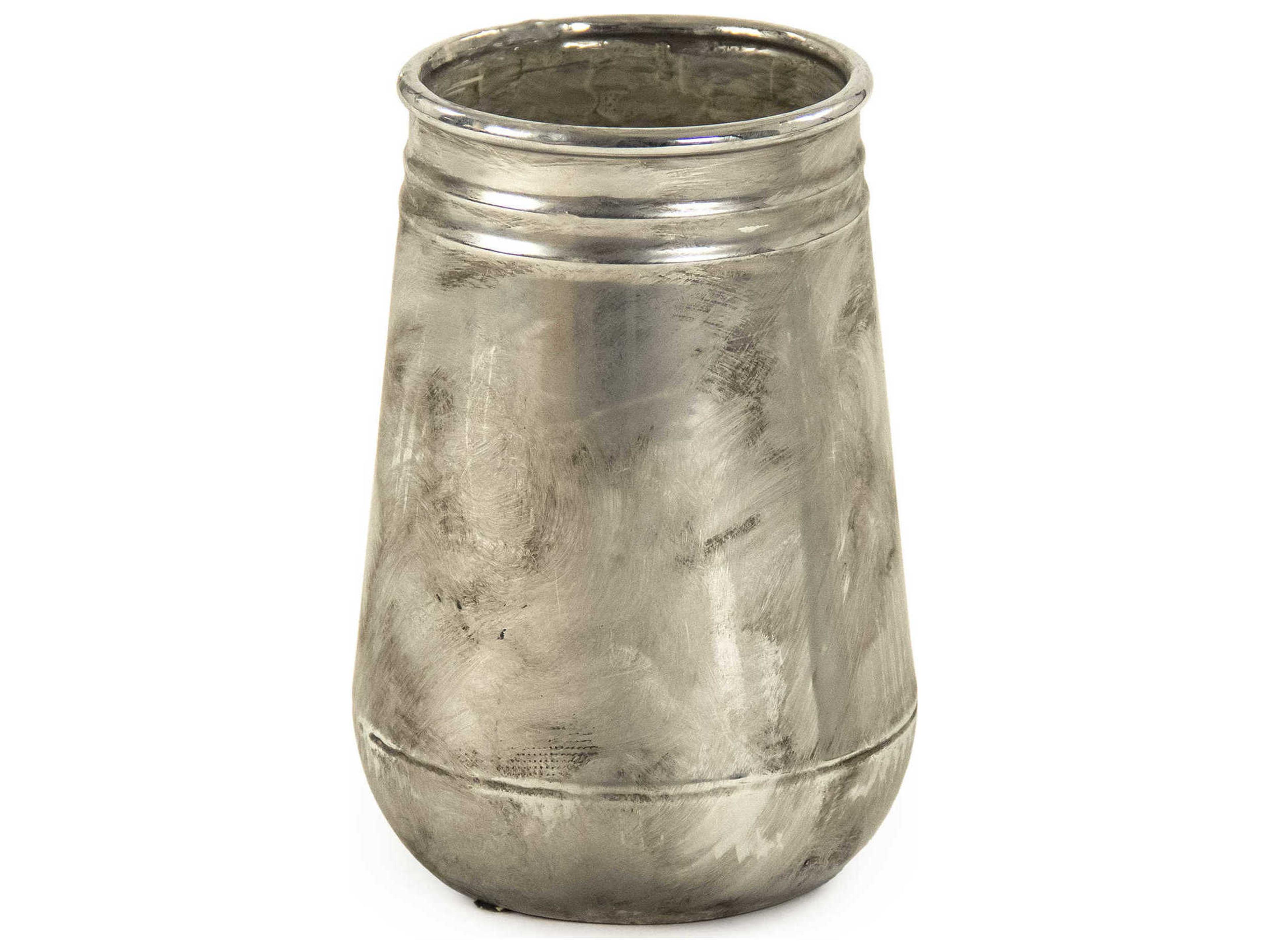 Zentique Distressed Metallic Silver 11" High Vase