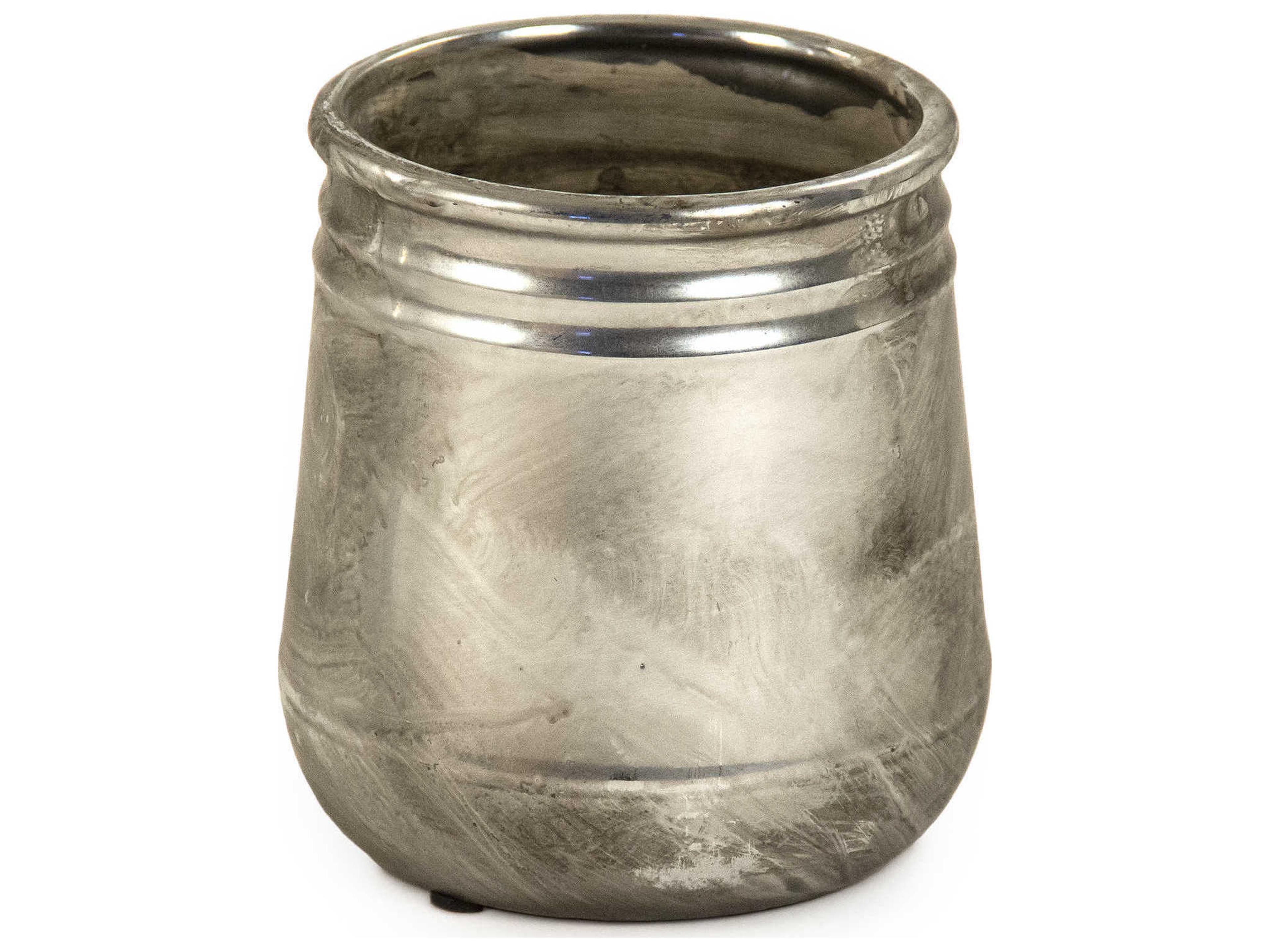 Zentique Distressed Metallic Silver 7" High Vase