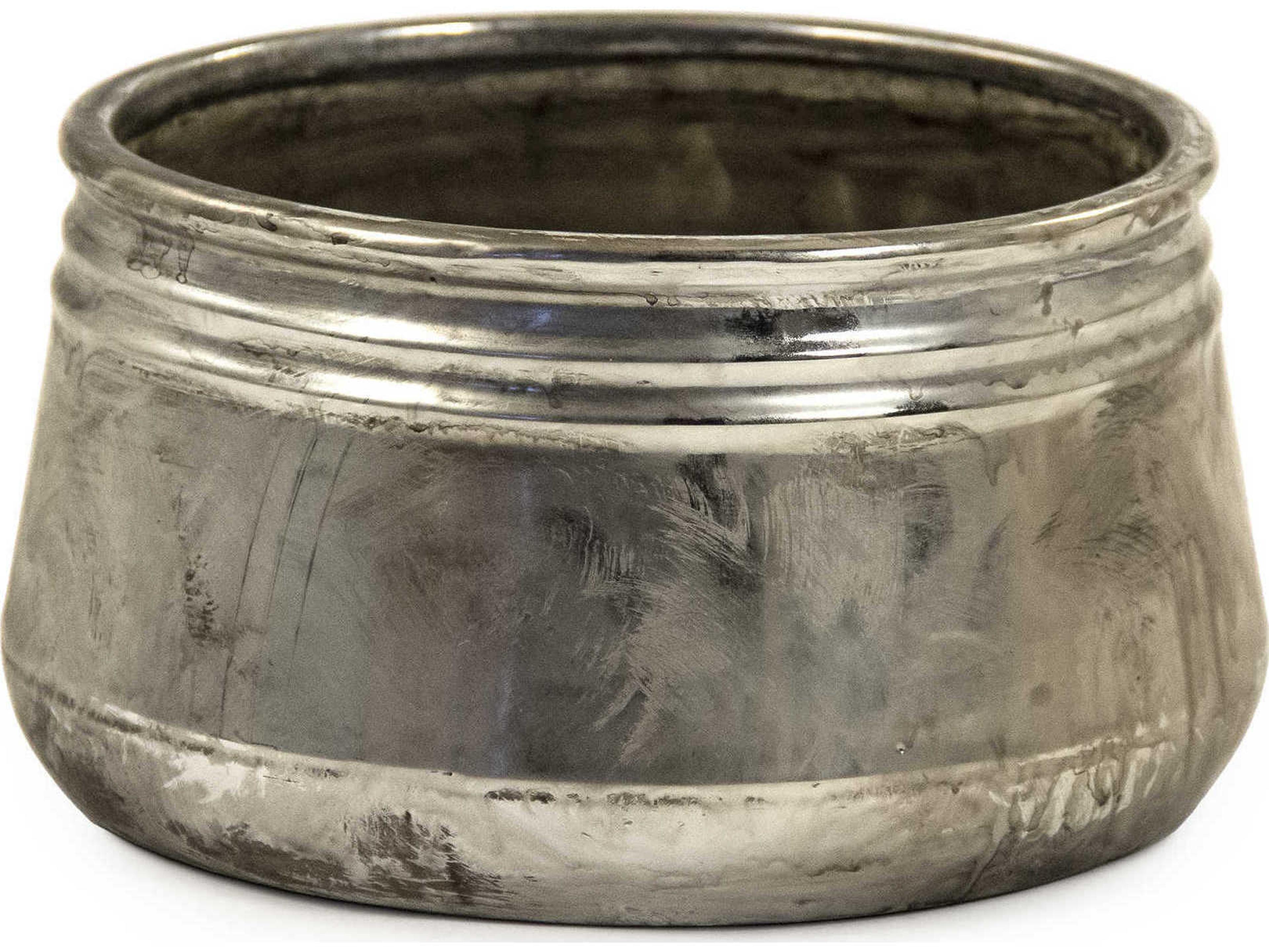 Zentique Distressed Metallic Silver 10" Decorative Bowl