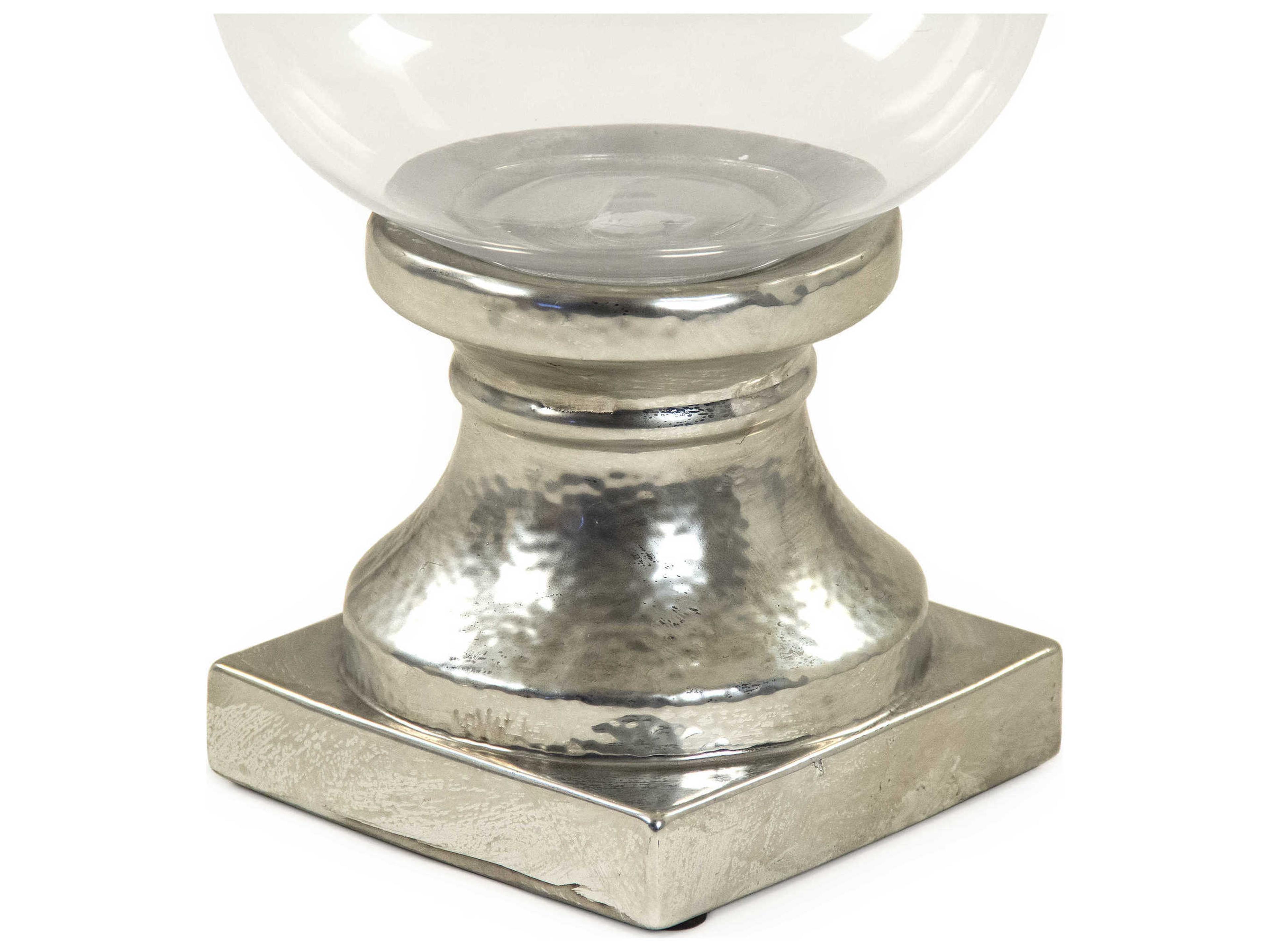 Zentique Glass Distressed Metallic Silver Decorative Accent