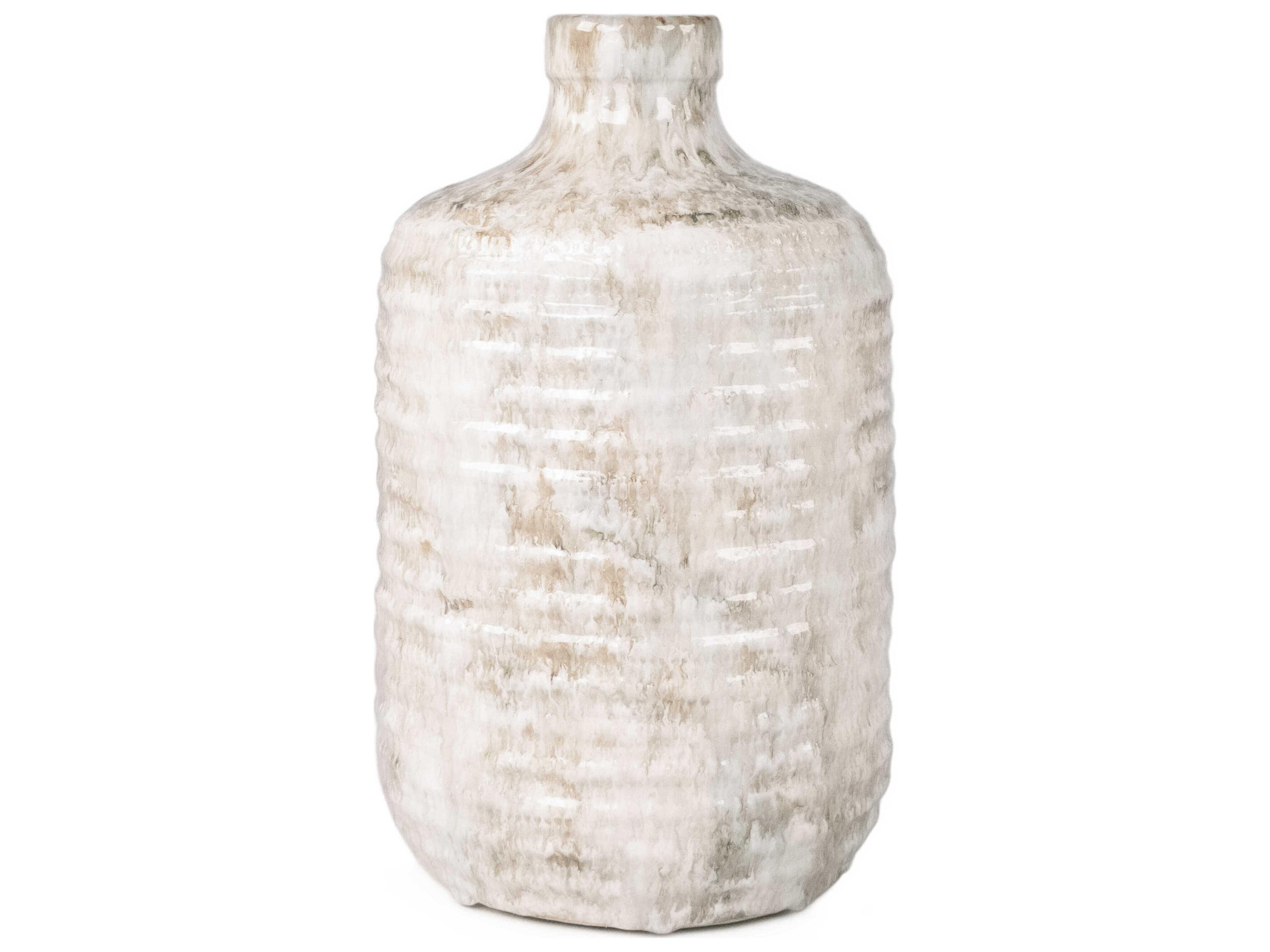 Distressed White And Taupe Vase