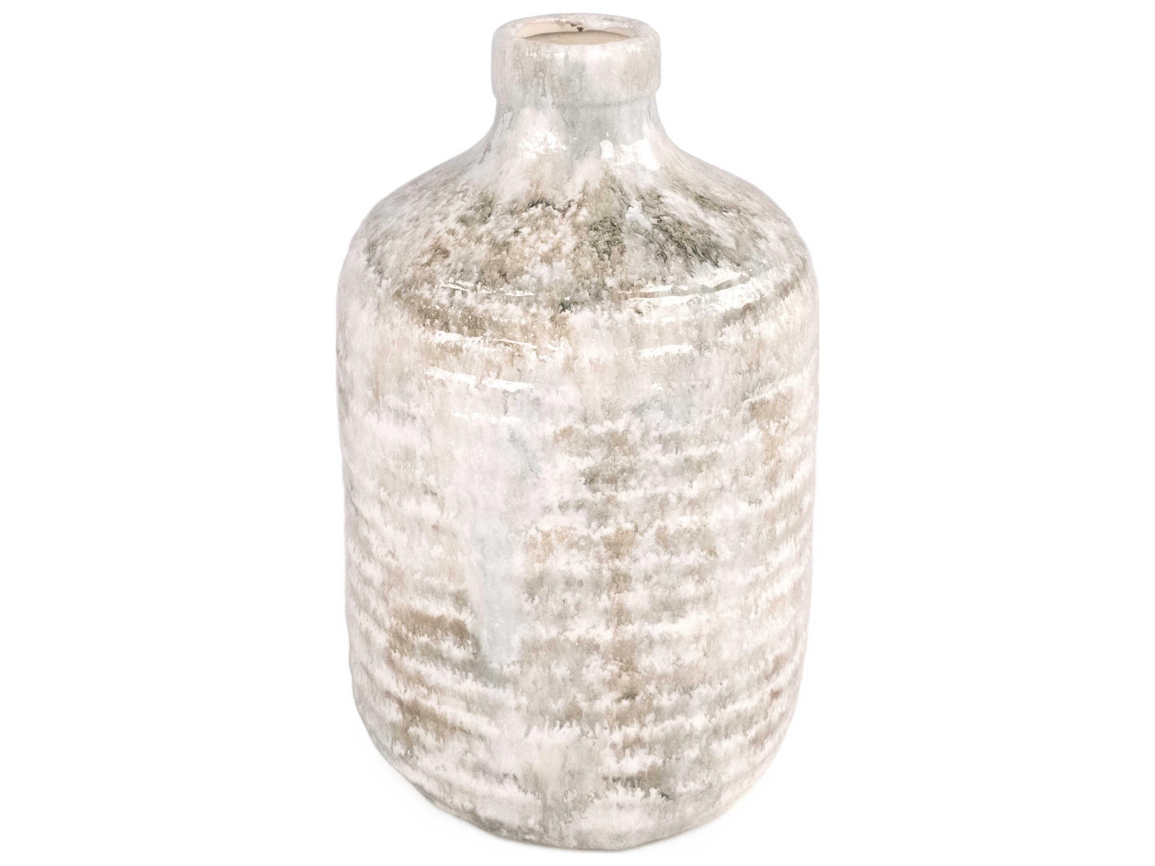 Distressed White And Taupe Vase