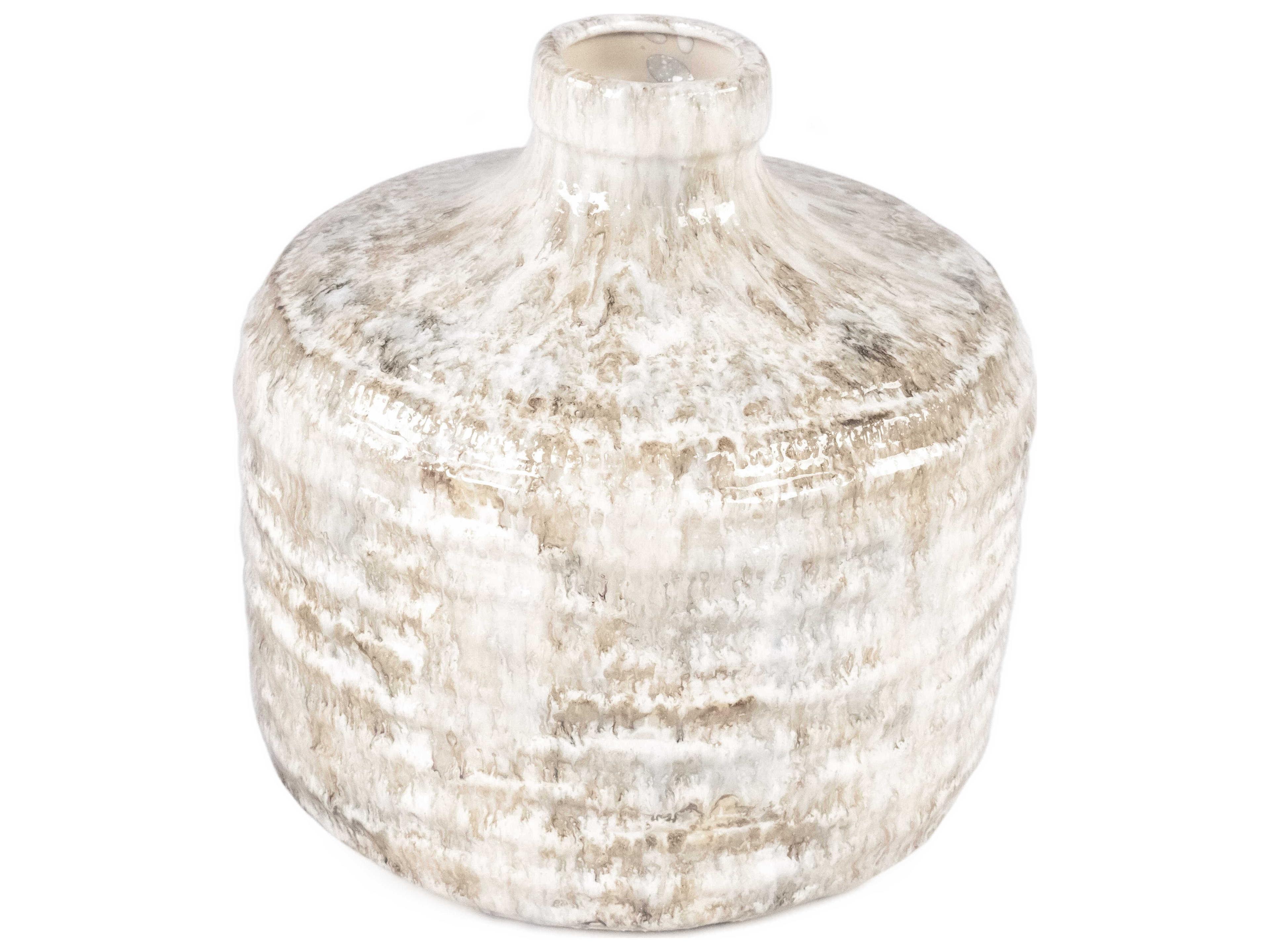 Distressed White And Taupe Vase