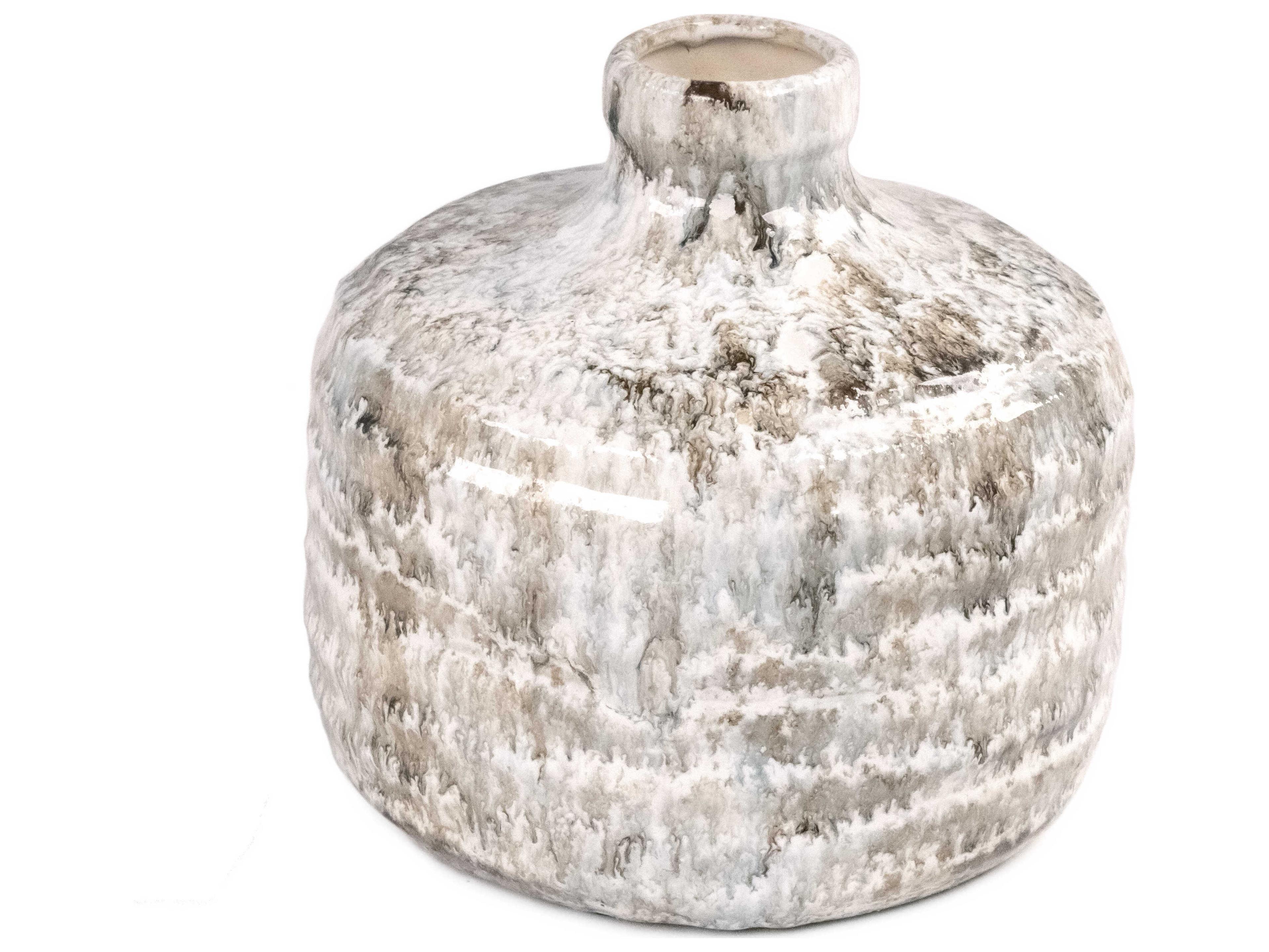 Distressed White And Taupe Vase
