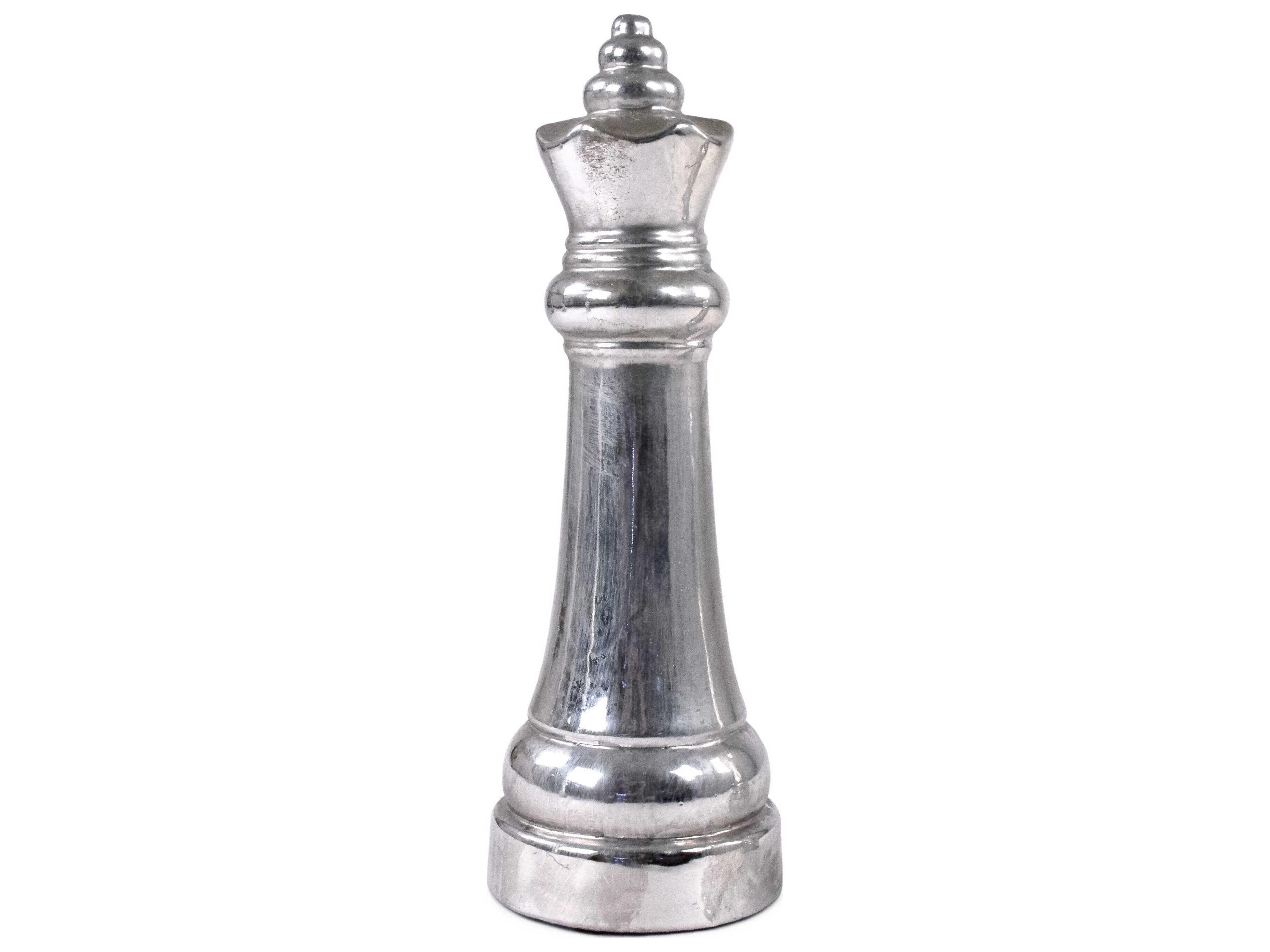 Zentique Queen Chess Metallic Silver Sculpture