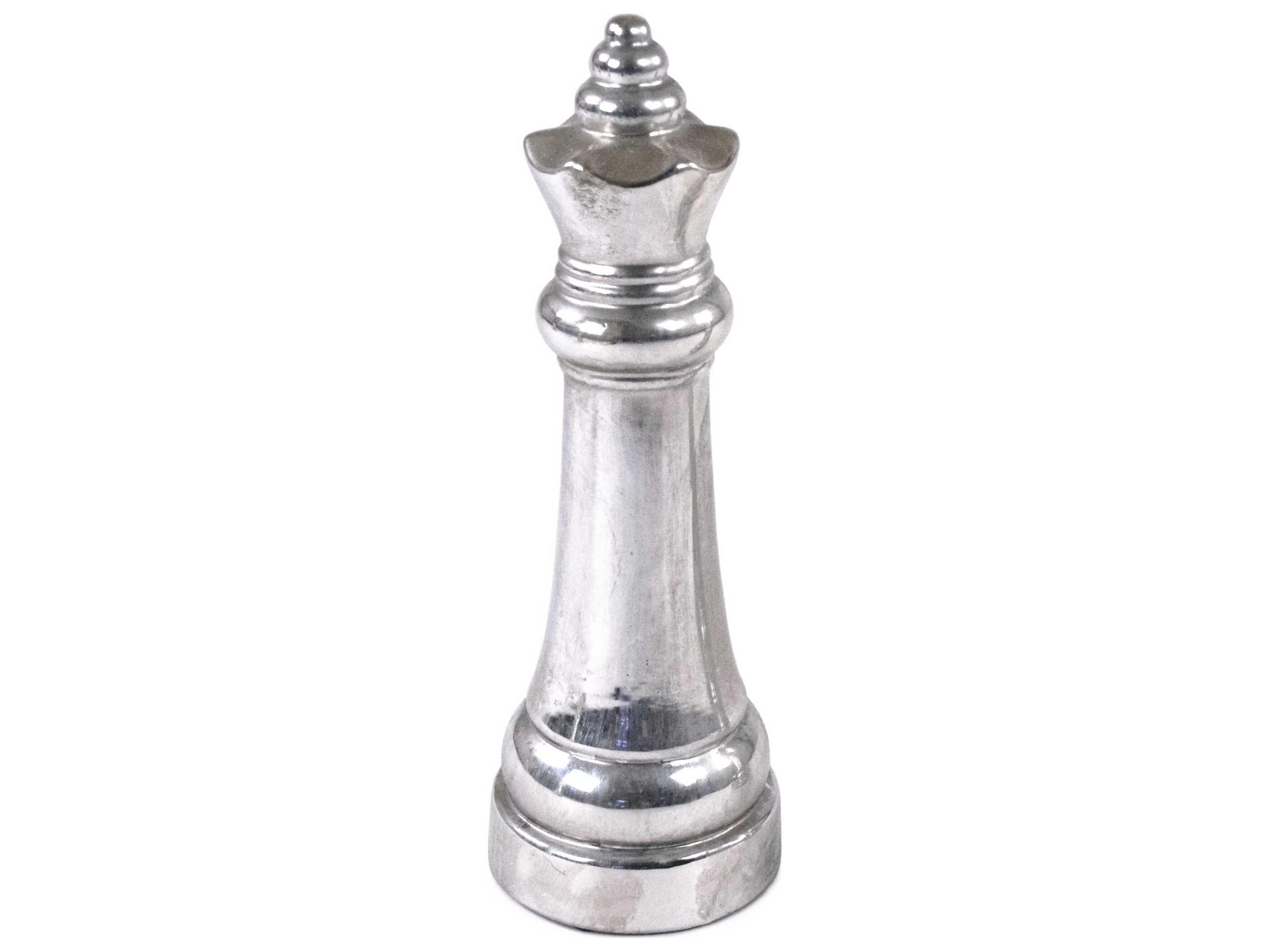 Zentique Queen Chess Metallic Silver Sculpture