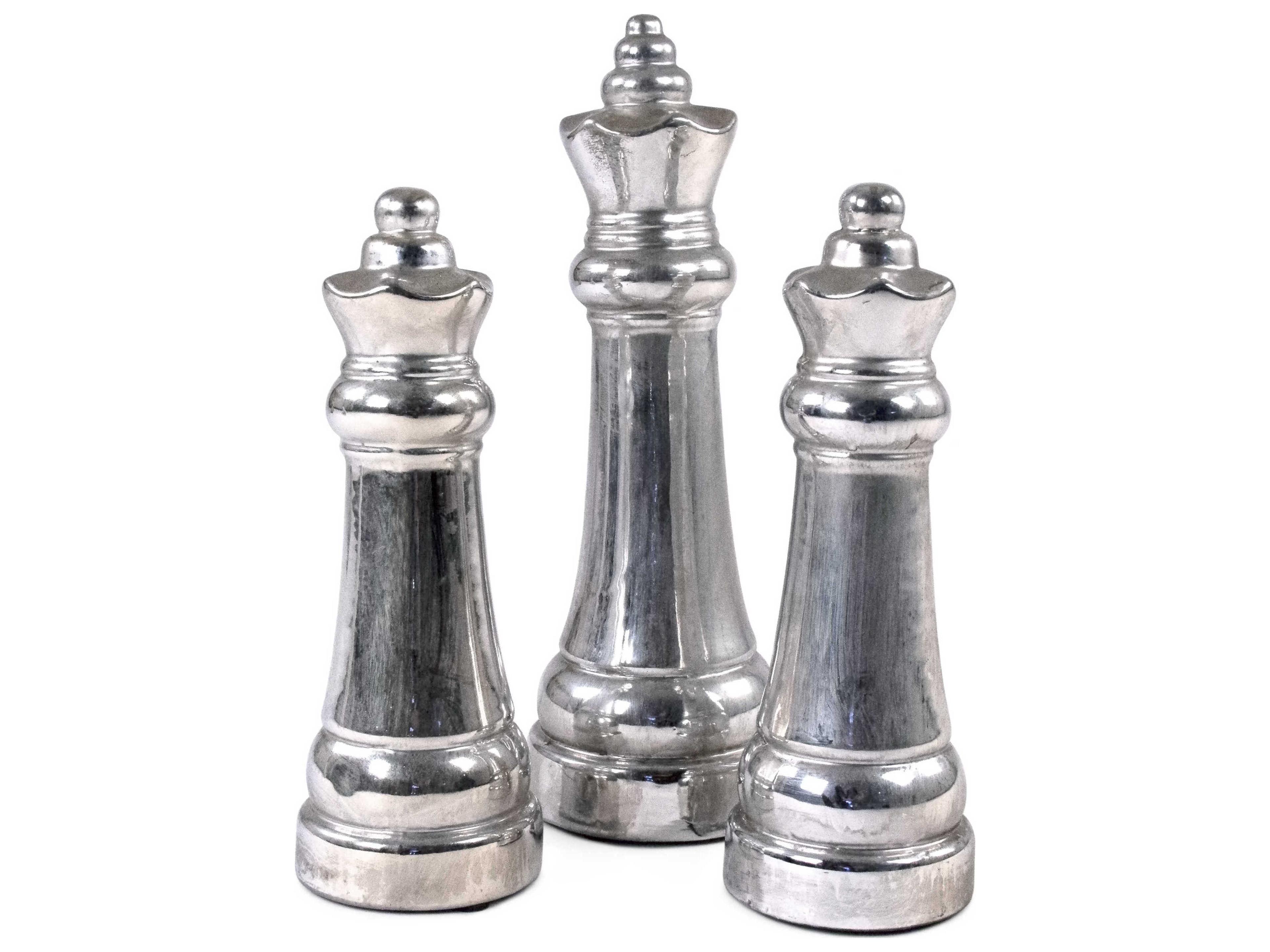 Zentique Queen Chess Metallic Silver Sculpture