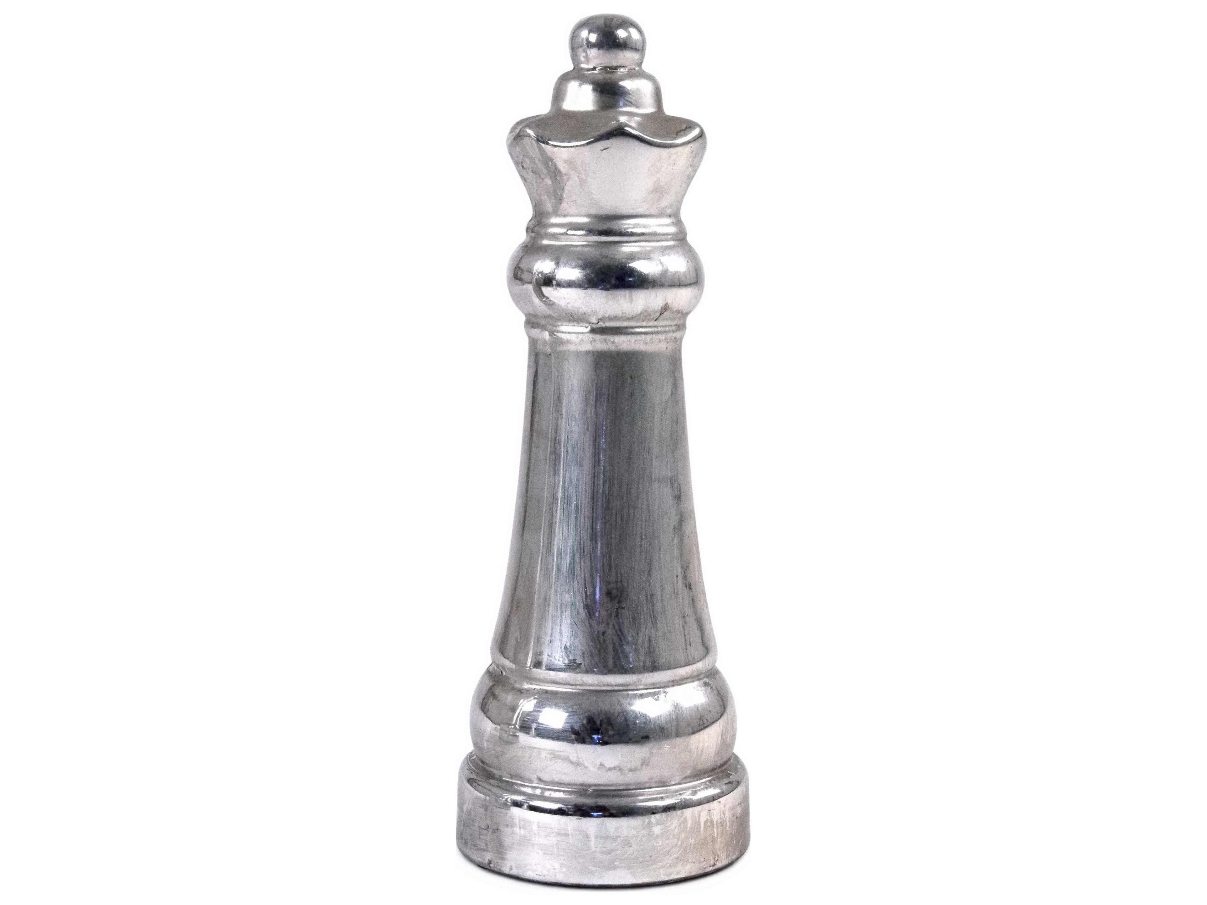 Zentique Queen Chess Metallic Silver Sculpture