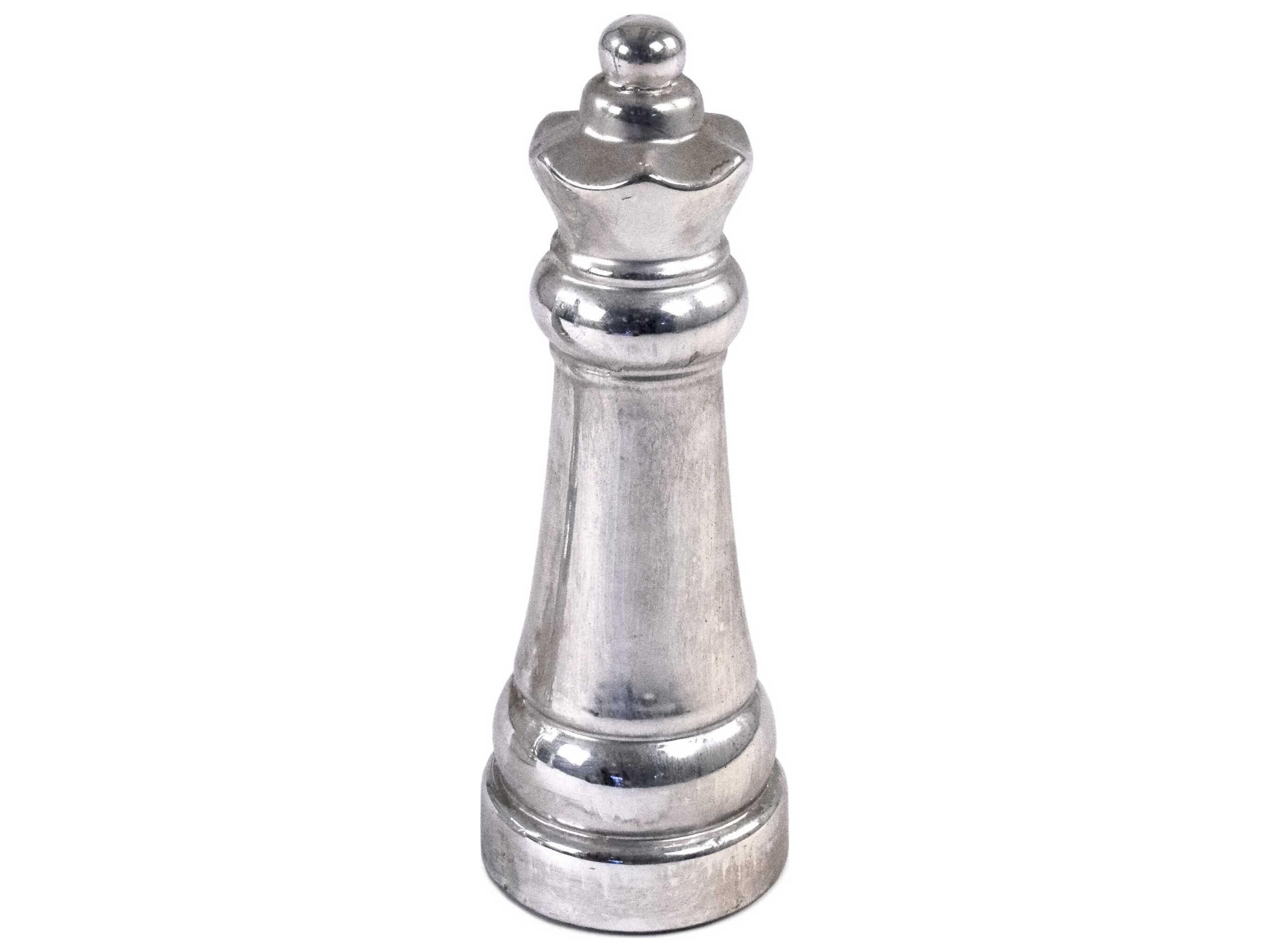 Zentique Queen Chess Metallic Silver Sculpture