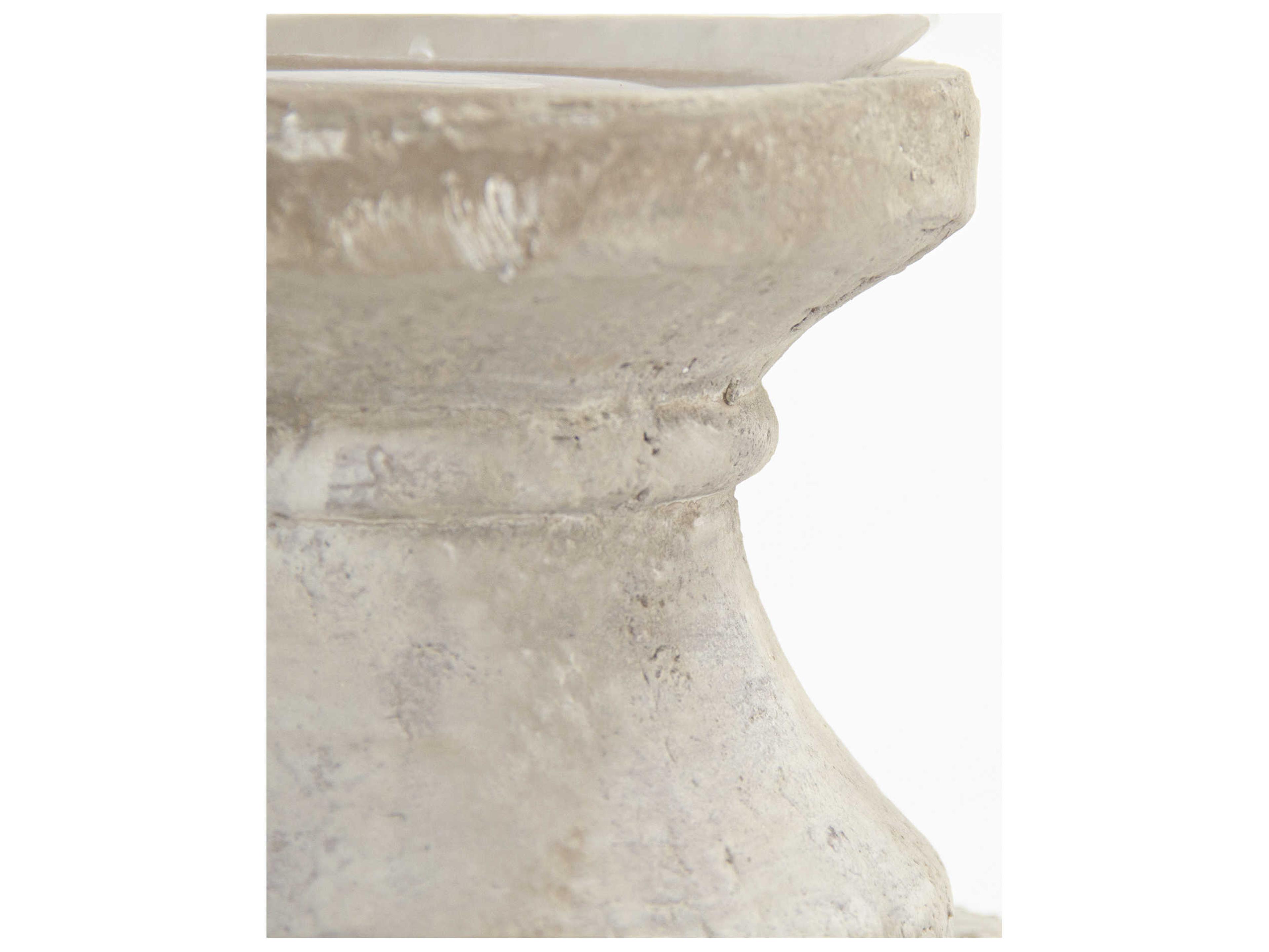 Zentique Distressed Off-White 17" High Candle Holder with Cement Base